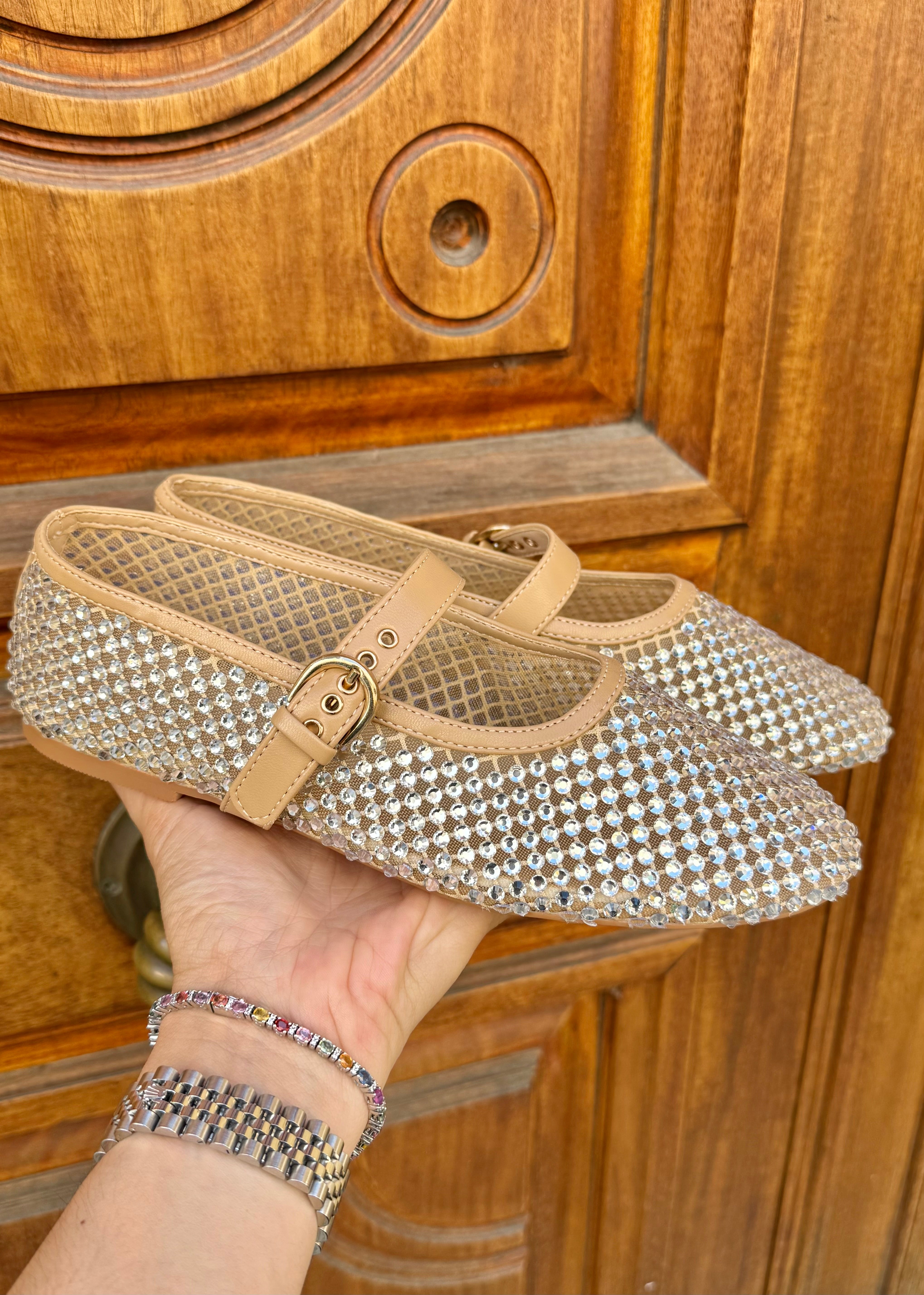 Ballerines Joa Beige et Strass