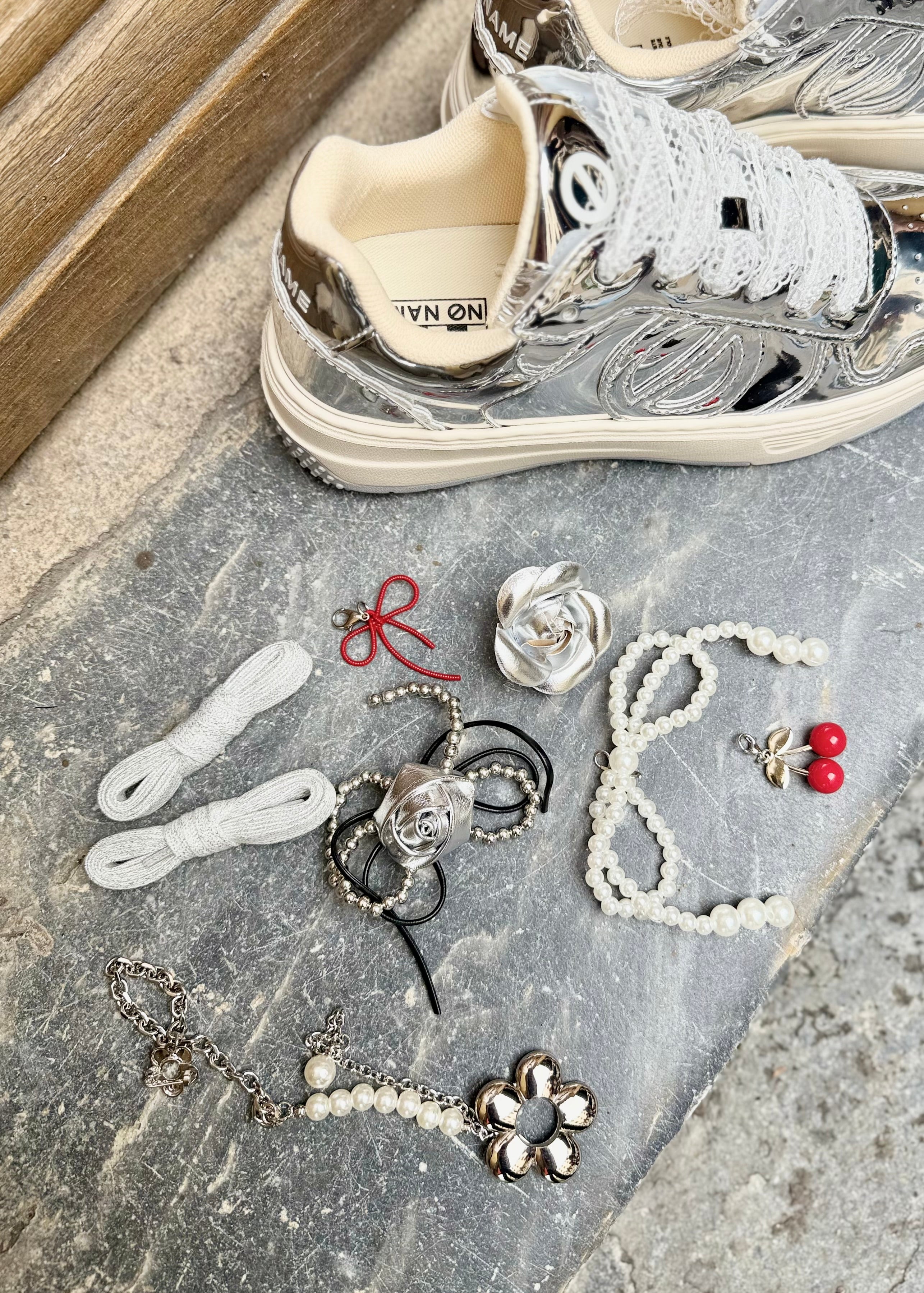 Baskets No Name Alison Sneaker - Silver/Mirror No Name