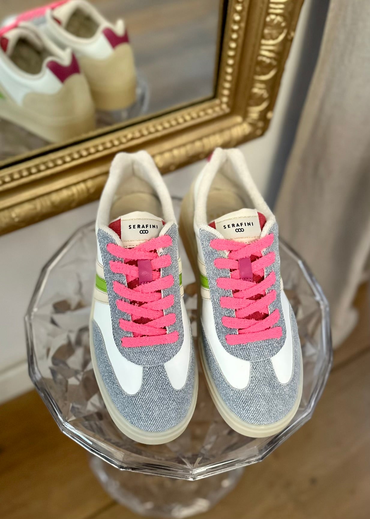 Baskets Serafini Court 06 Denim/pink - L'adresse Corte