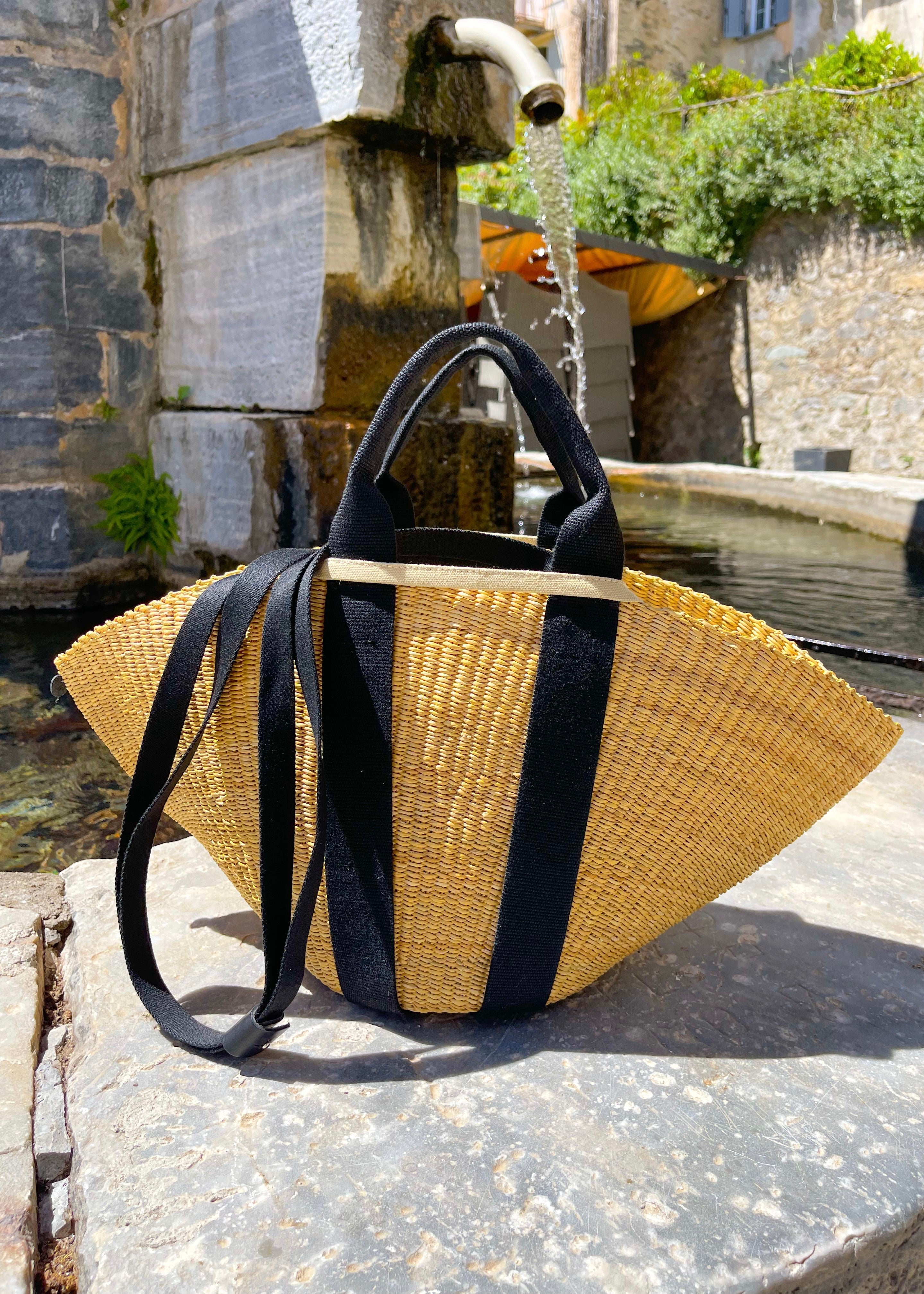 Panier Muuñ Sophie - Natural - Black Handles - Ecru T pouch Muuñ