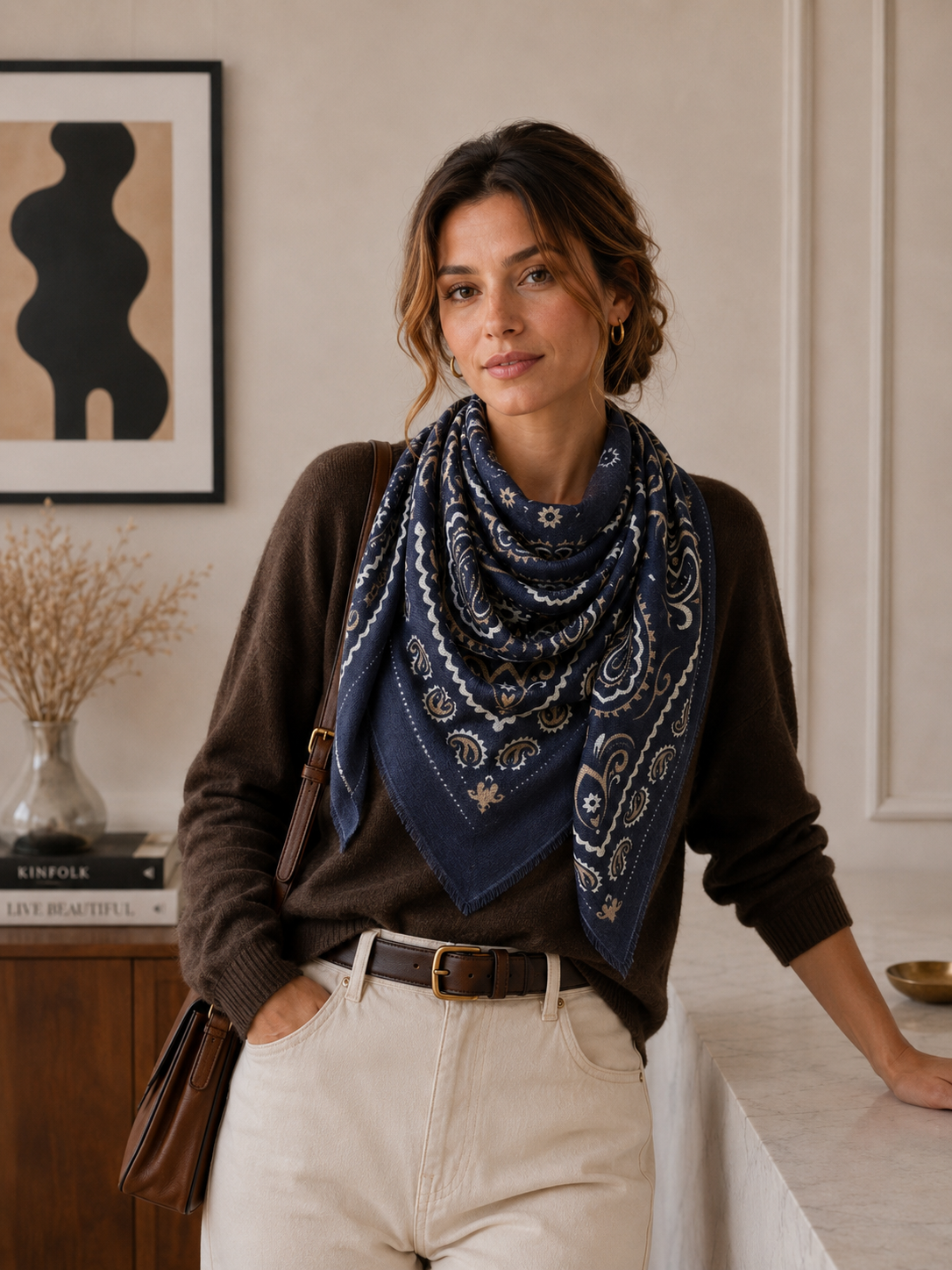 Écharpe bandana K21 Carré Lainé - L'adresse Corte