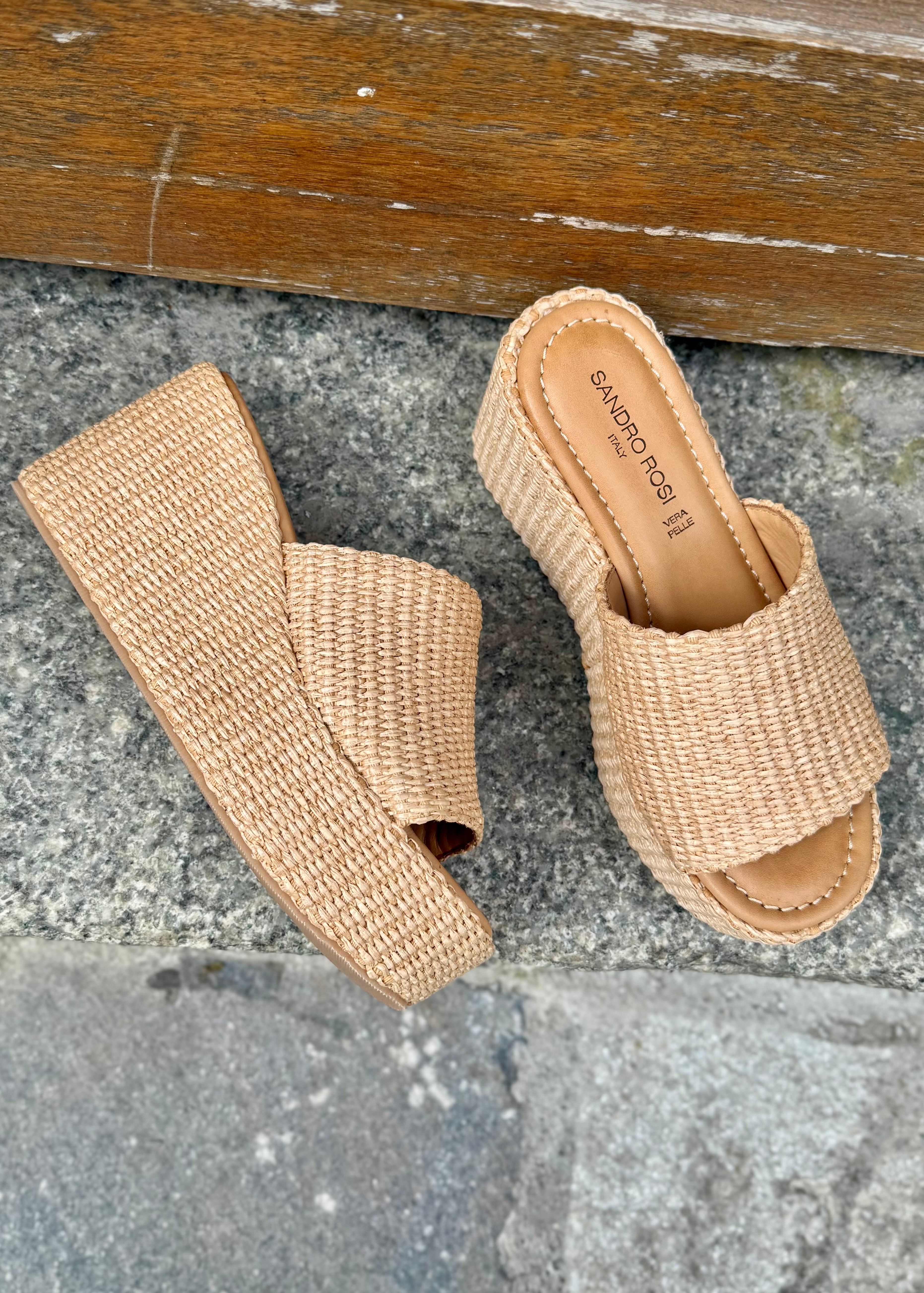 Mules compensées Sandro Rosi Naturale - L'adresse Corte