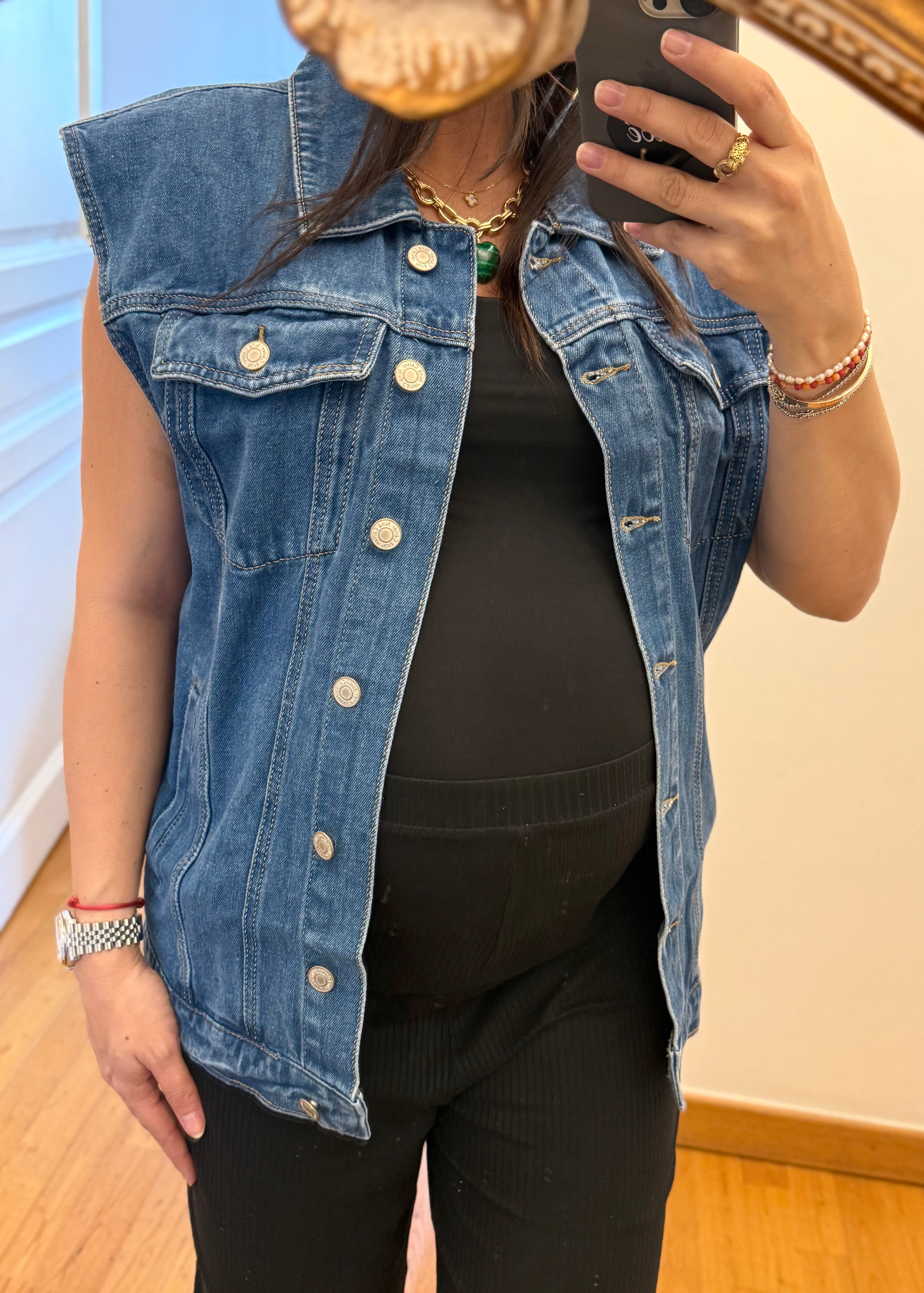 Veste sans manches ELLA Denim Bleu L'adresse Corte