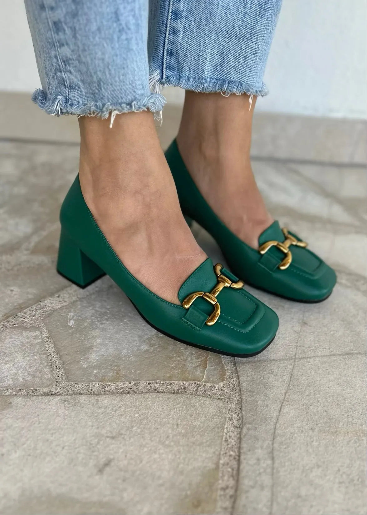 Mocassins à talons Bibi Lou Valencia Vert cuir