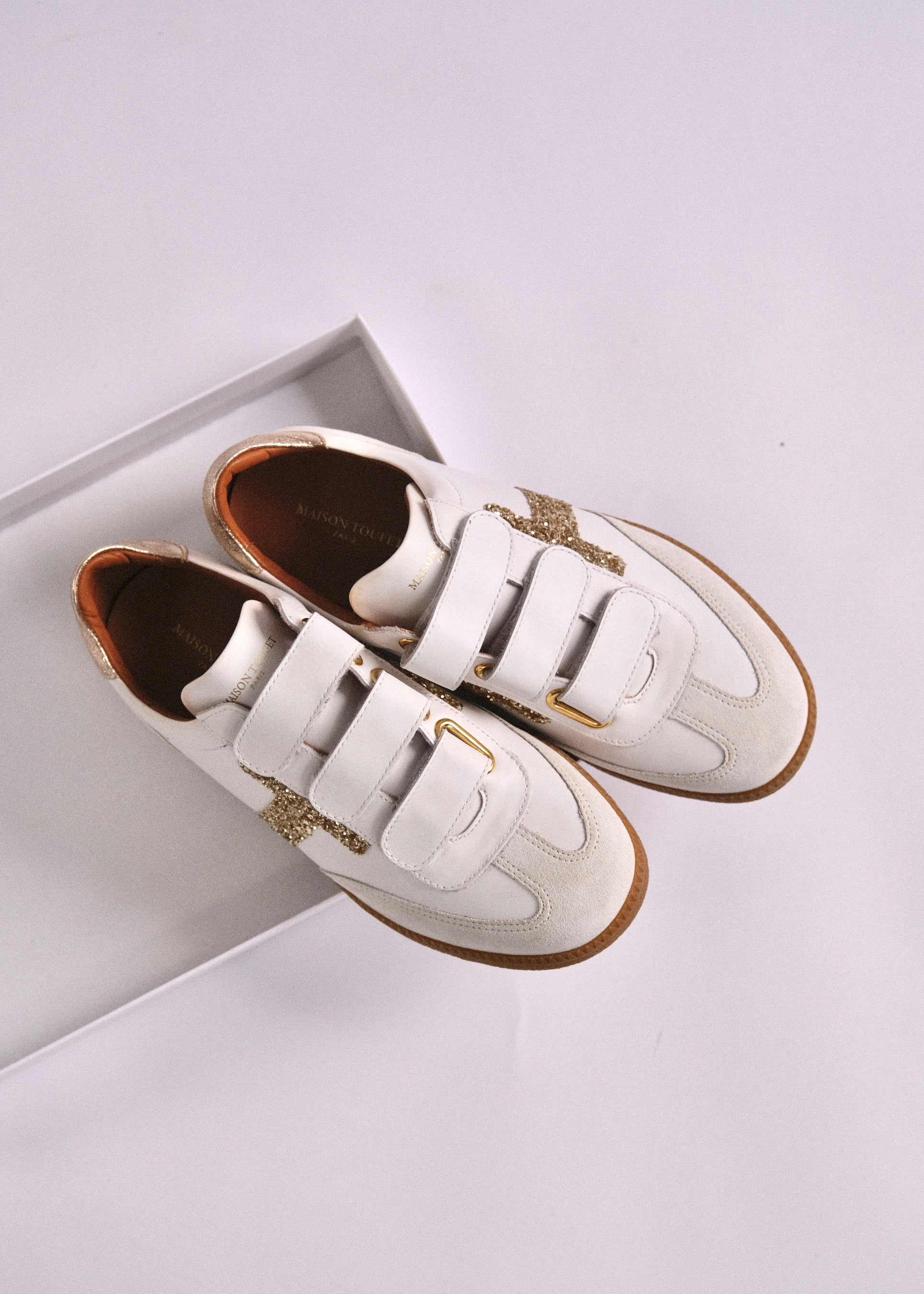 Baskets Maison Toufet Susanna white/gold - L'adresse Corte