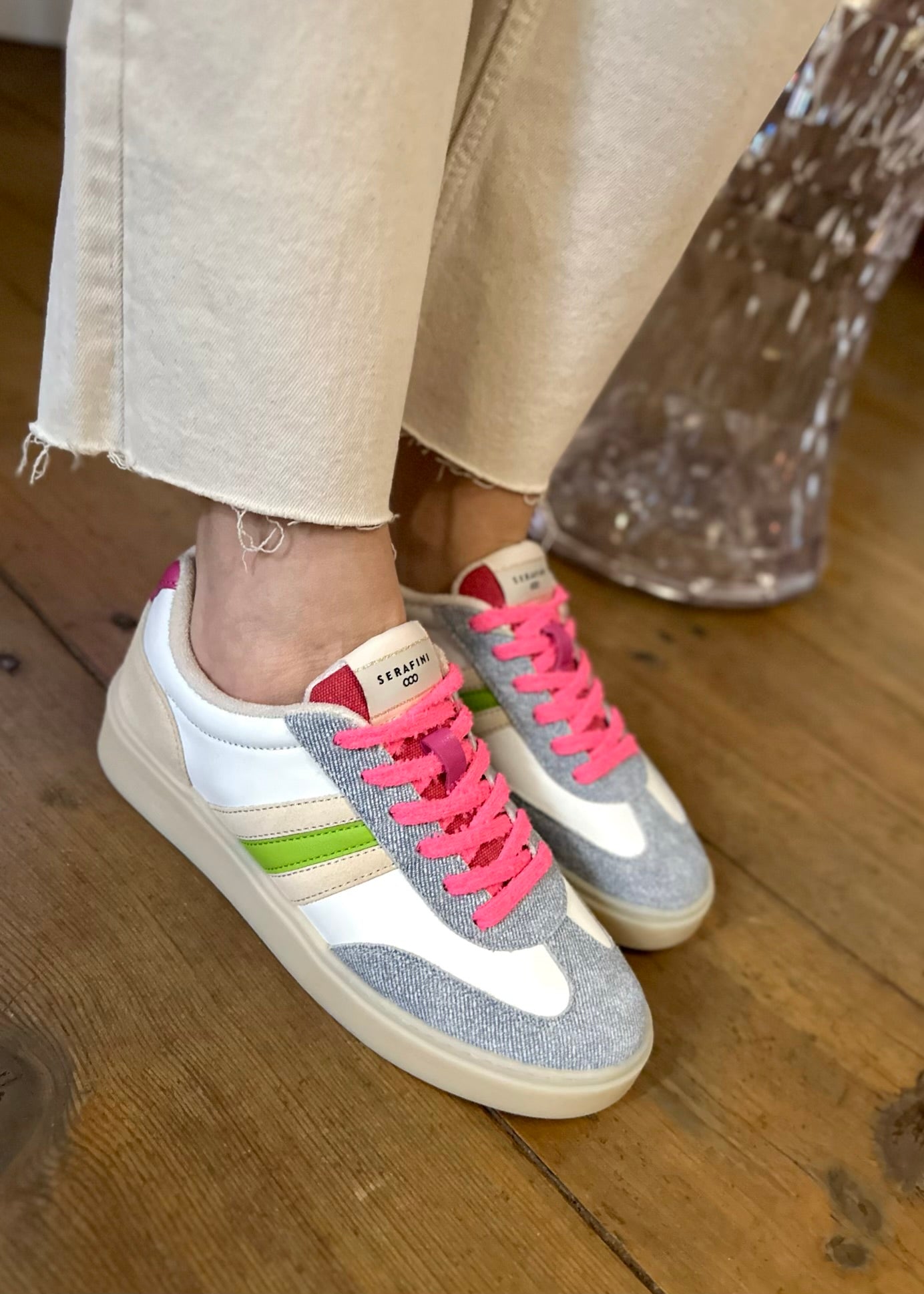 Baskets Serafini Court 06 Denim/pink - L'adresse Corte