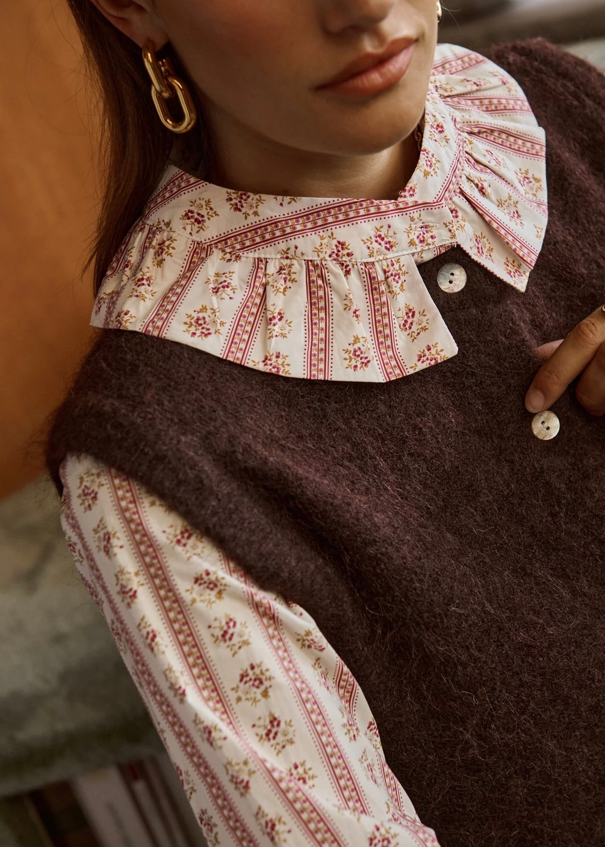 Gilet maille Talullah - sans manches Chocolat