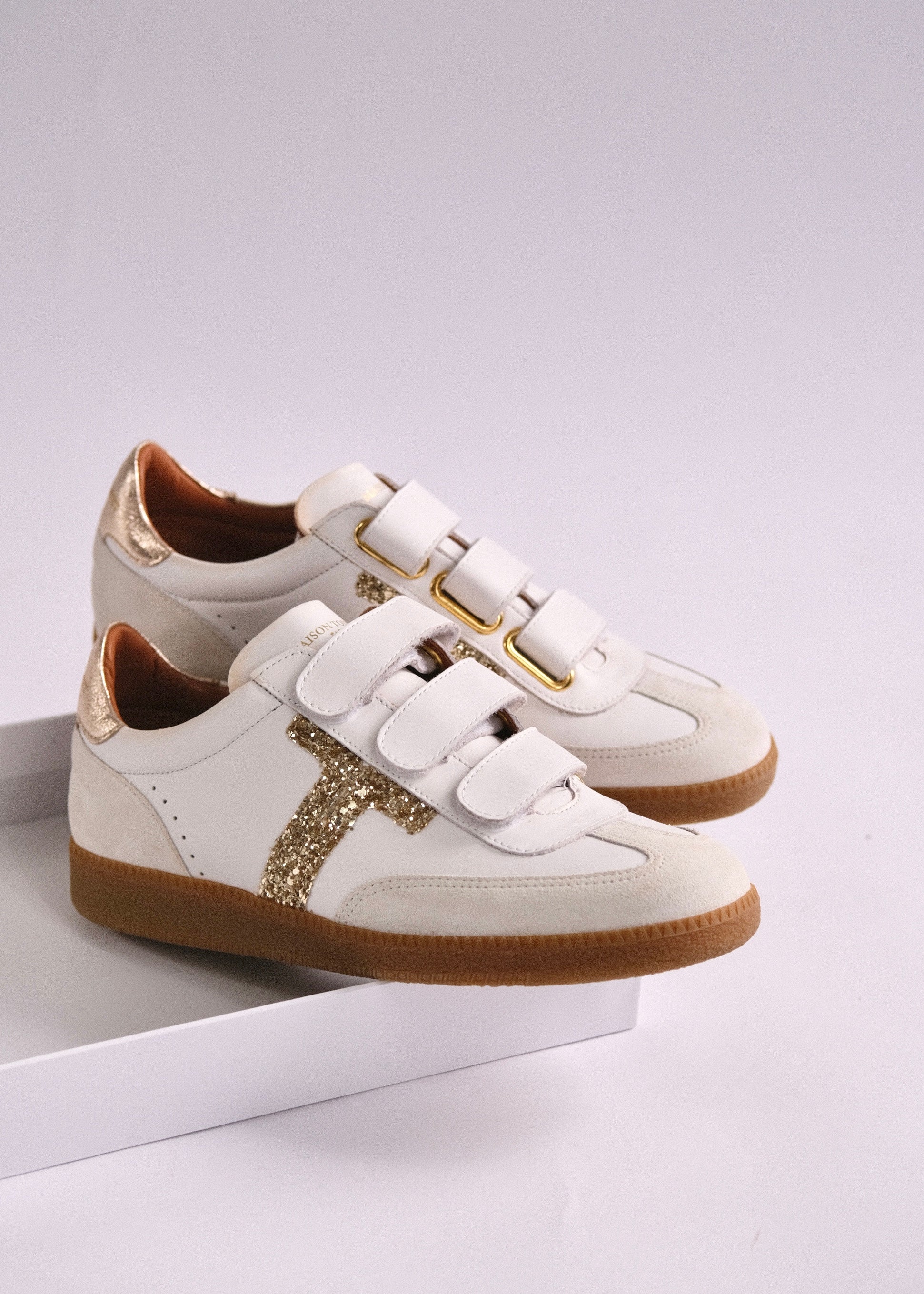 Baskets Maison Toufet Susanna white/gold - L'adresse Corte