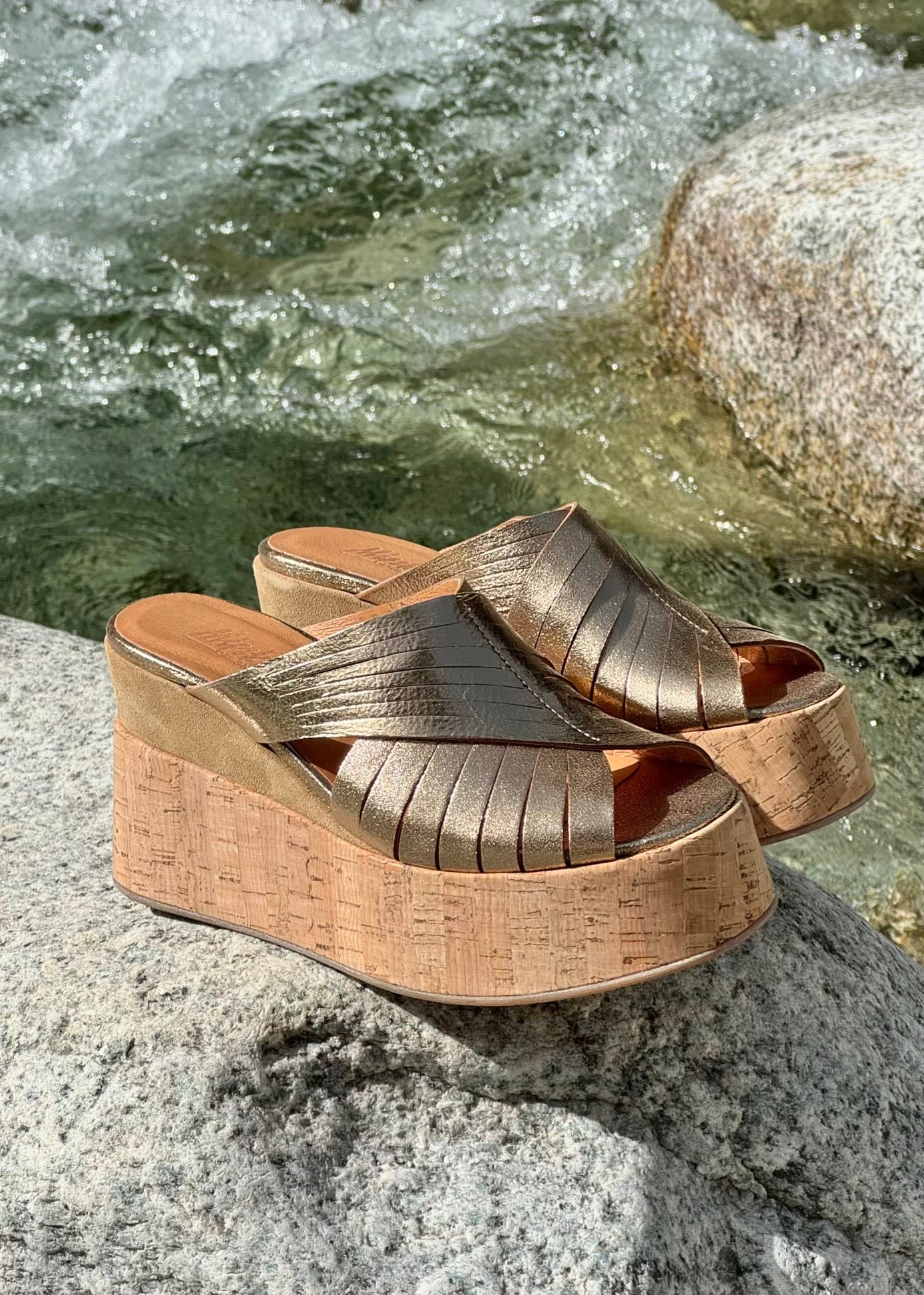 Mules compensées Minka design Genis bronze - L'adresse Corte