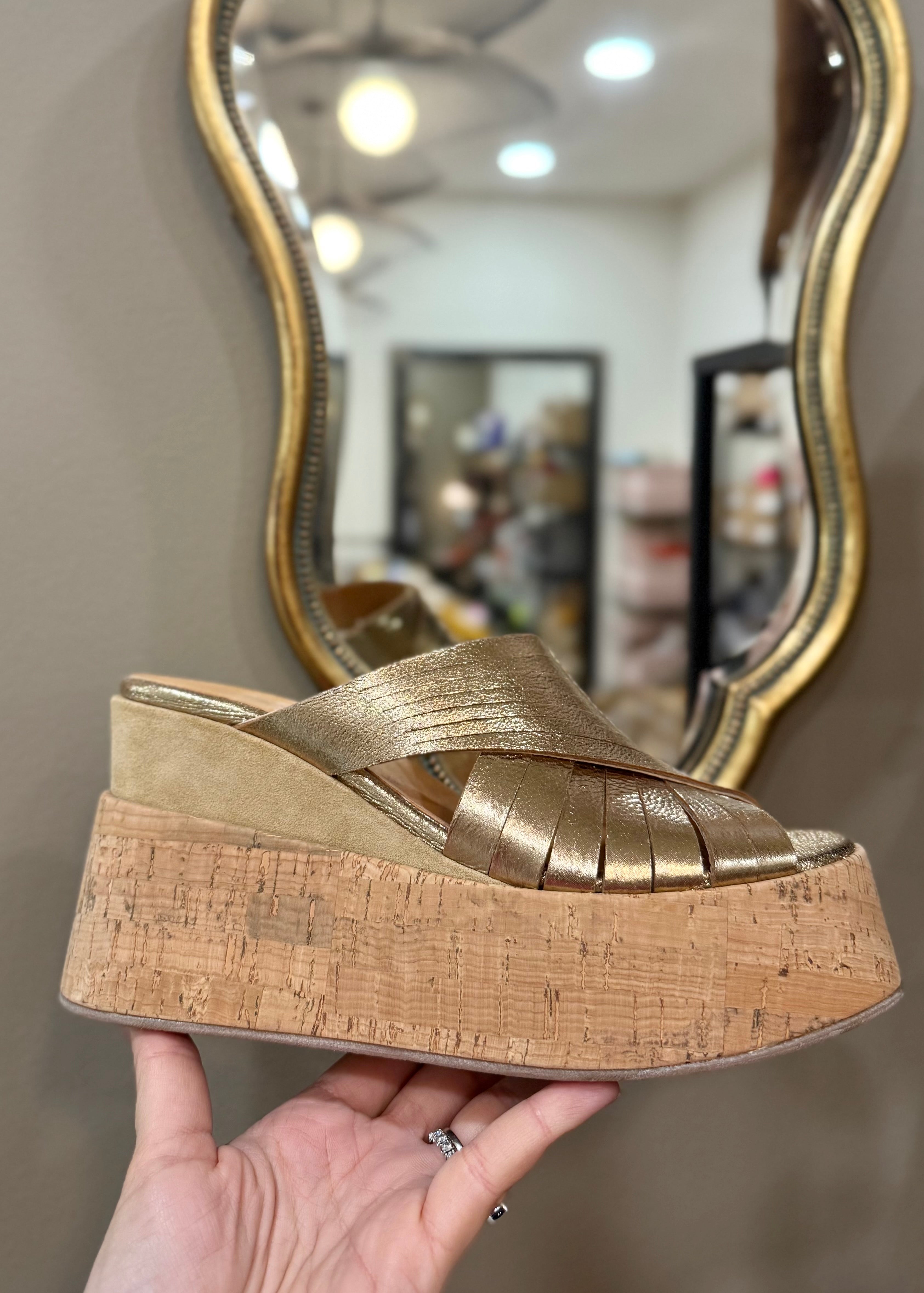 Mules compensées Minka design Genis bronze - L'adresse Corte