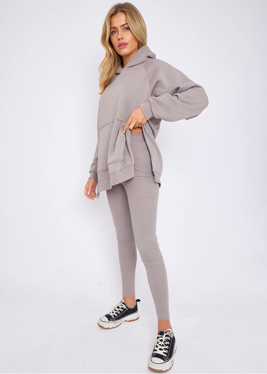 Ensemble oversized Sweat/legging gris clair - L'adresse Corte