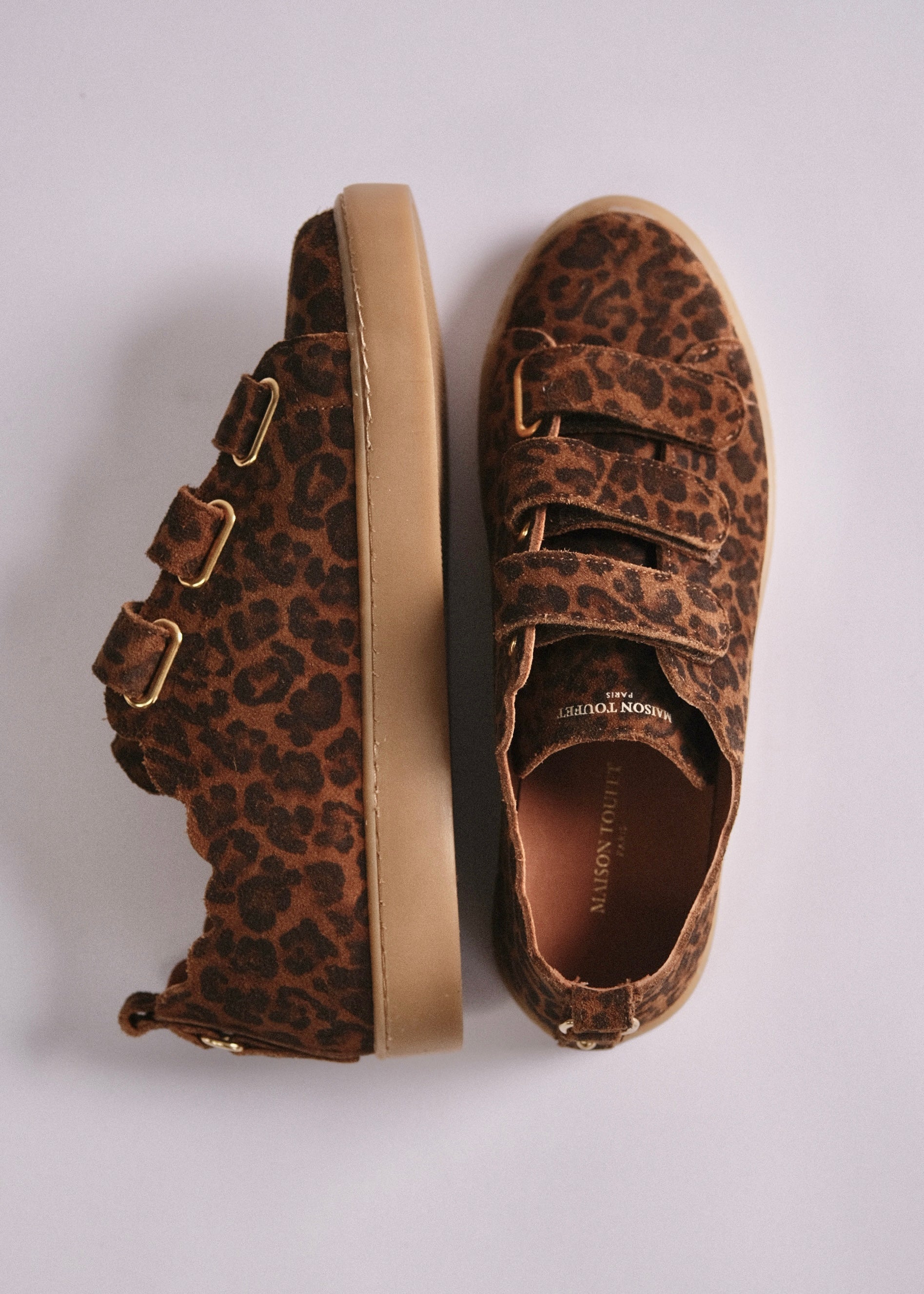 Baskets Maison Toufet velours Léopard