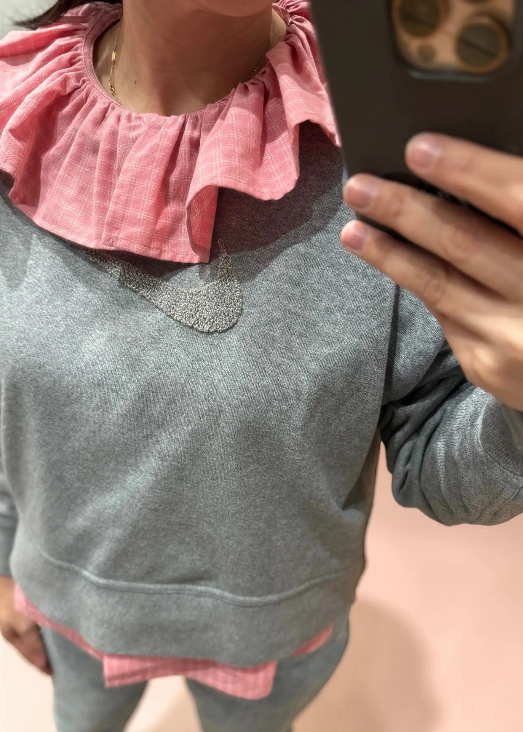 Blouse vichy LINA, col volanté - Rose L'adresse Corte