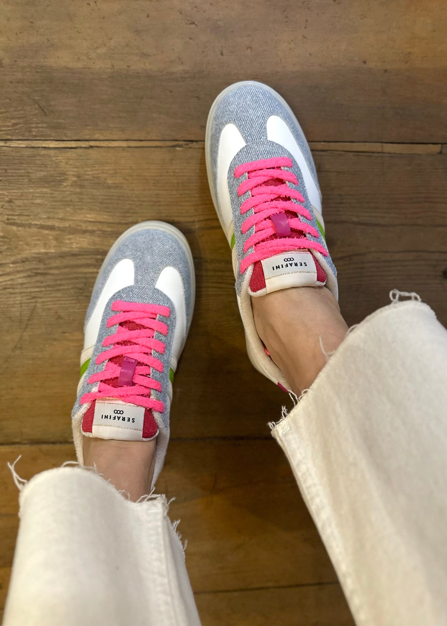 Baskets Serafini Court 06 Denim/pink - L'adresse Corte