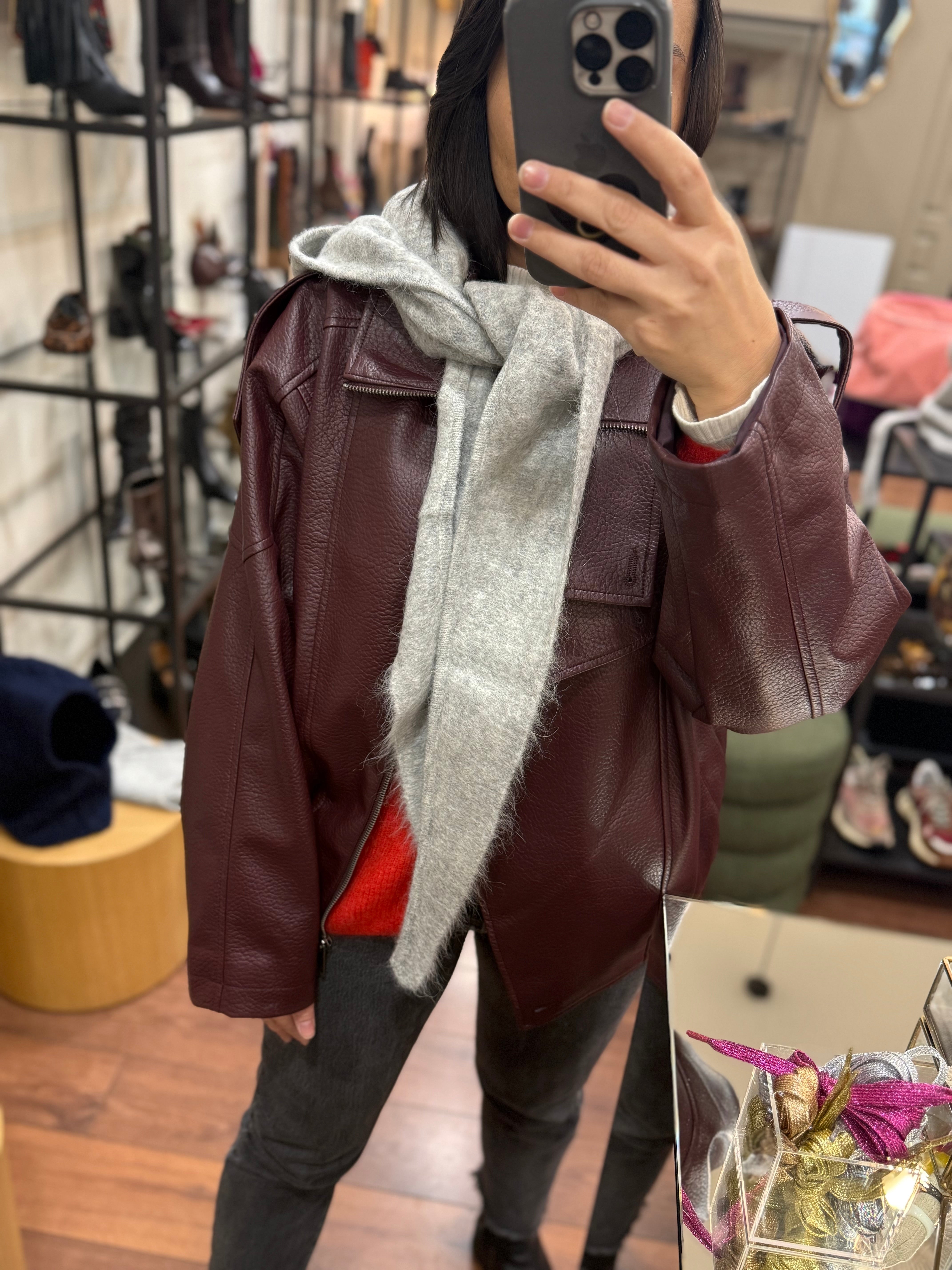 Blouson oversized FOLY bordeaux L'adresse Corte