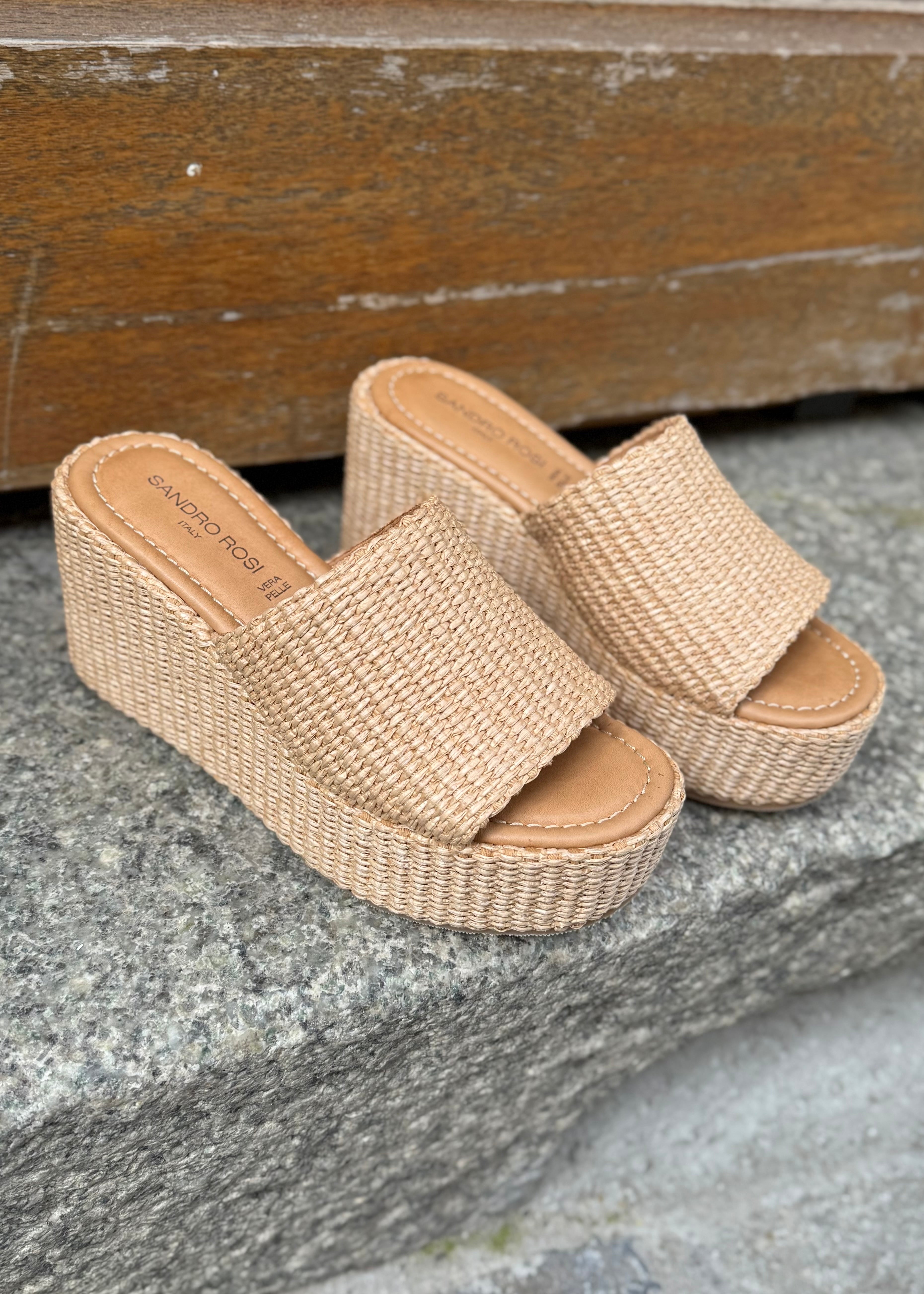 Mules compensées Sandro Rosi Naturale - L'adresse Corte