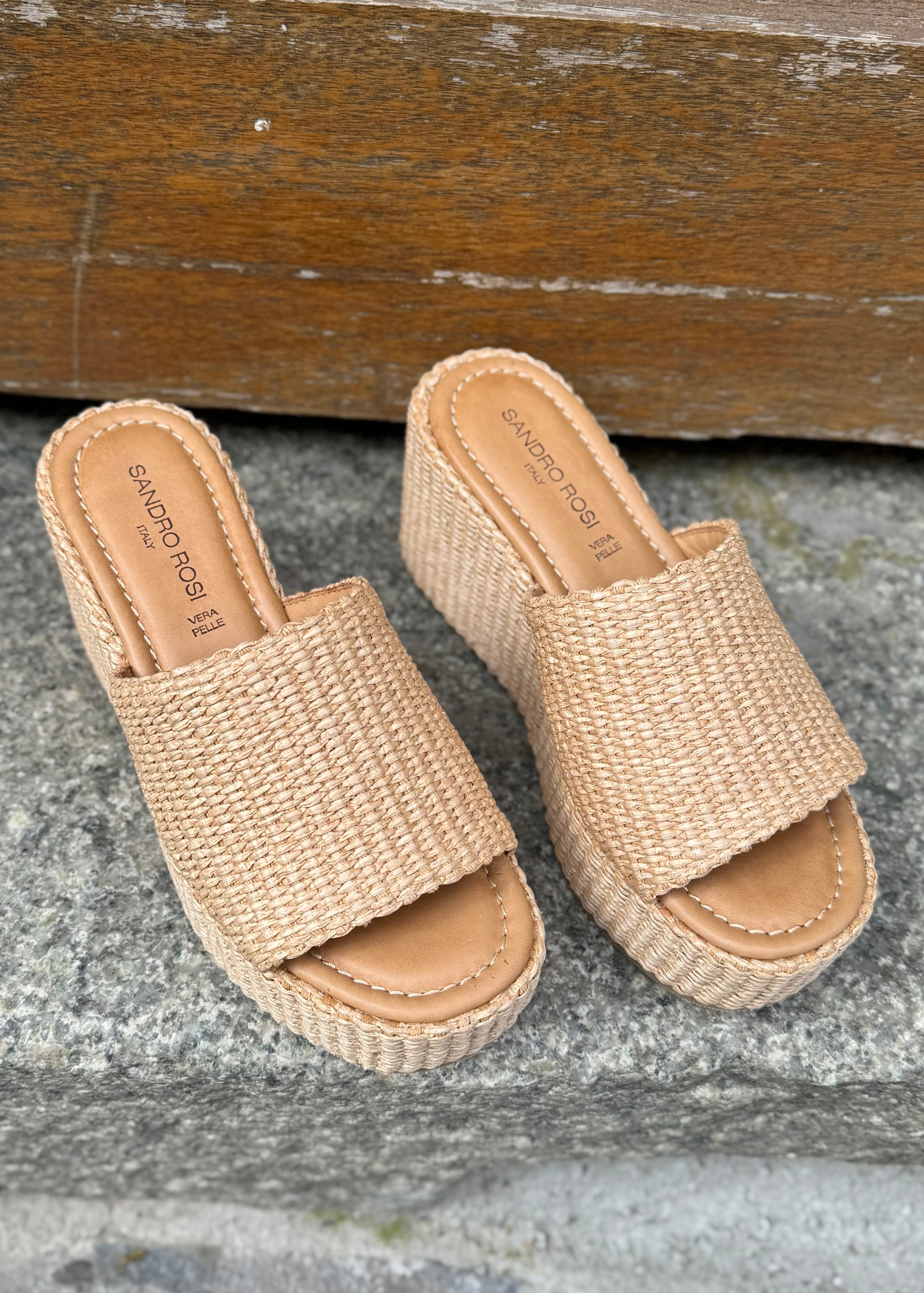 Mules compensées Sandro Rosi Naturale - L'adresse Corte