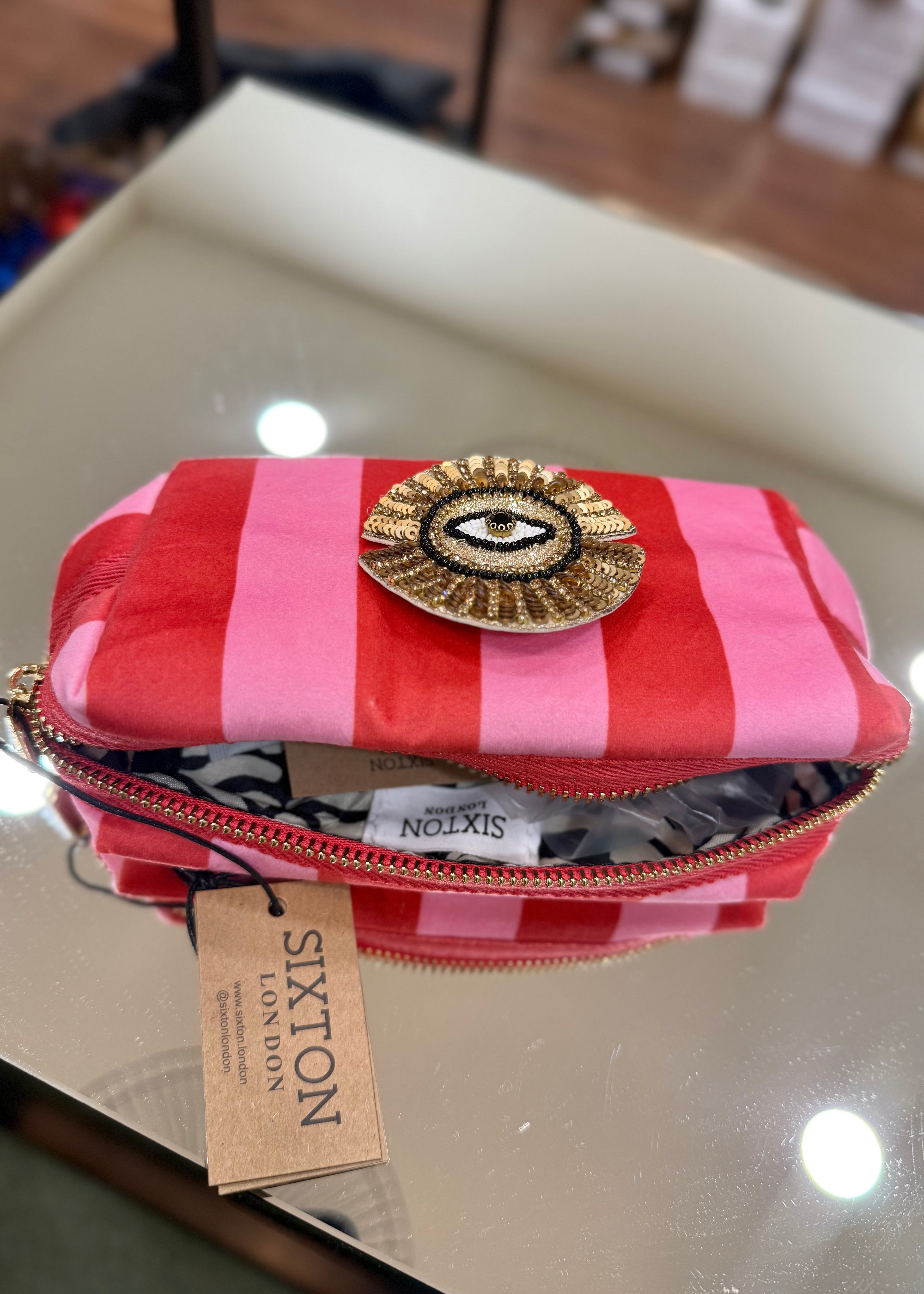 Trousse Sixton London - Rose rayé Broche Sunray - L'adresse Corte