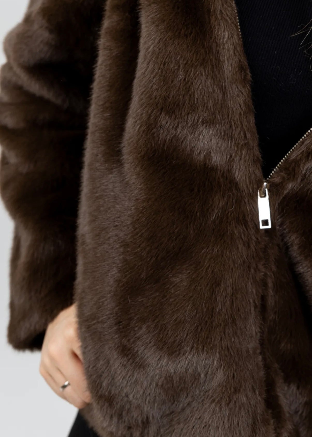 Veste à capuche - Fausse fourrure Marron KZELL PARIS