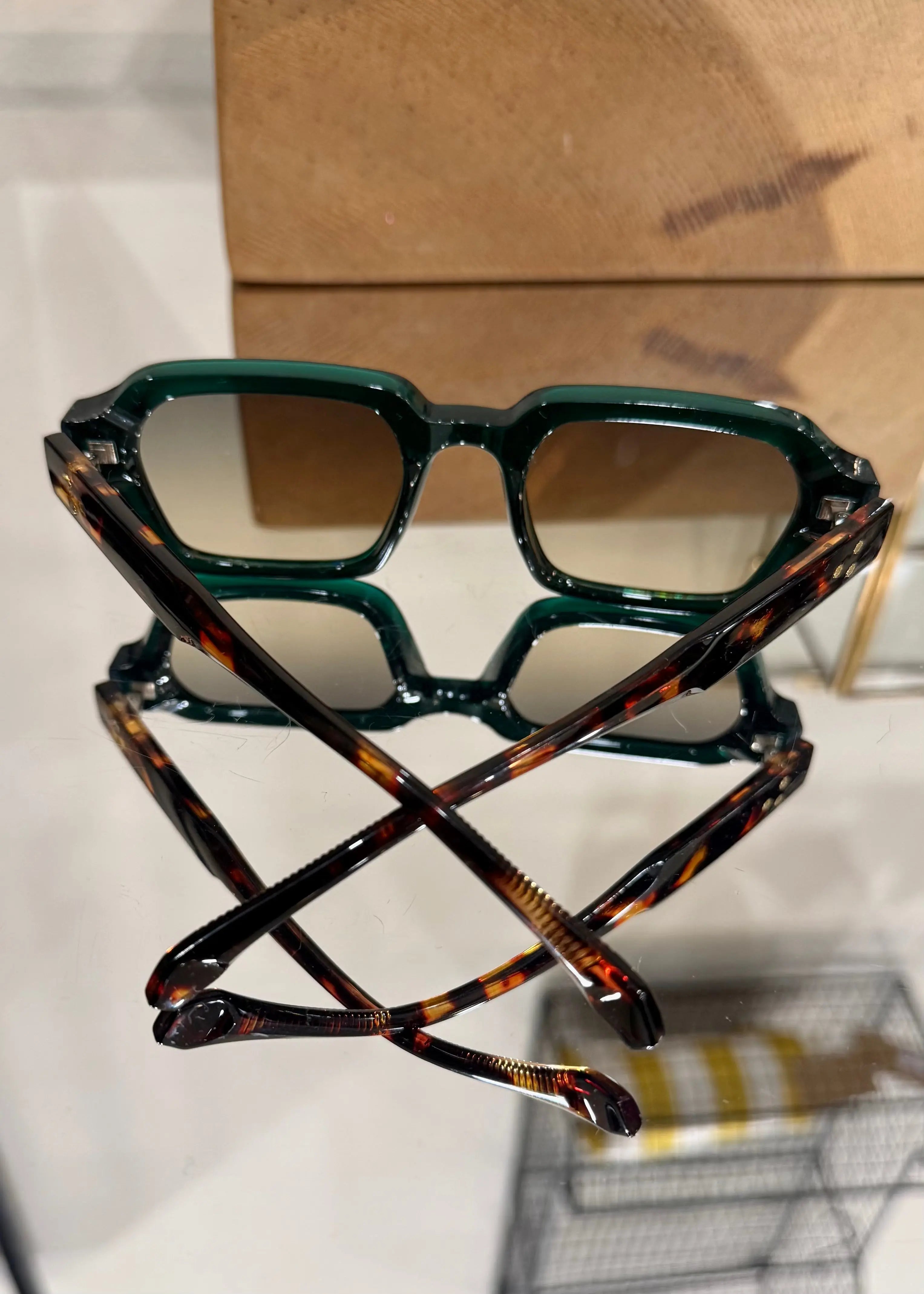 Lunettes rectangle écaille/vert L'adresse Corte