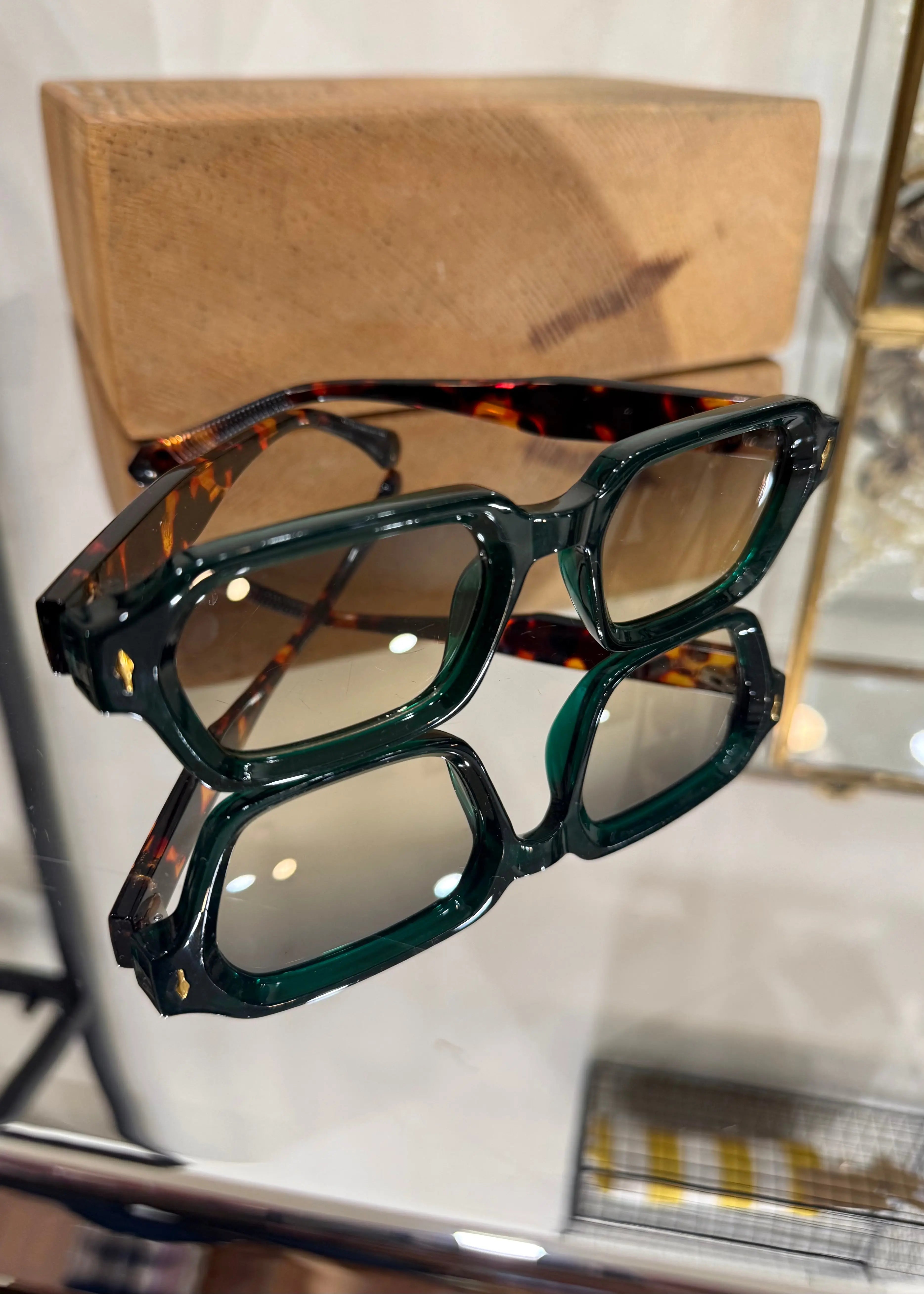 Lunettes rectangle écaille/vert L'adresse Corte