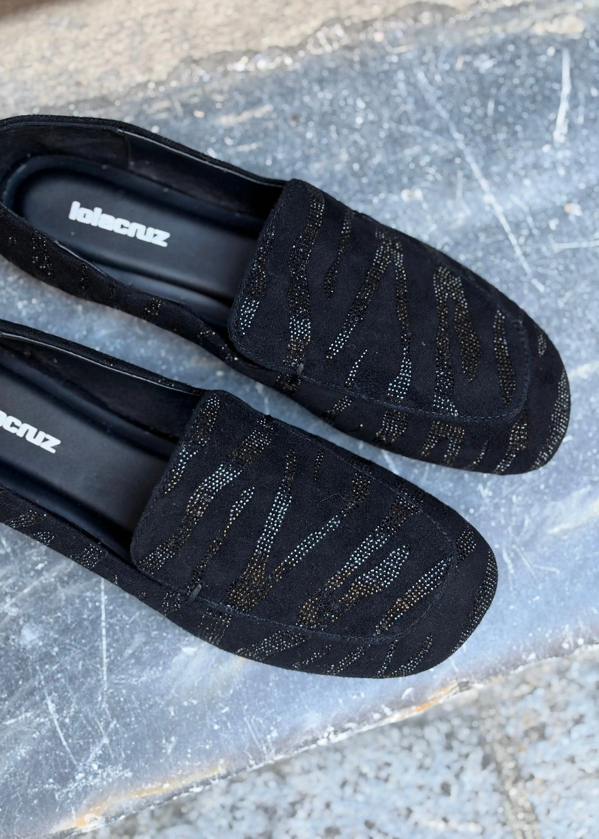 Mocassins Lola Cruz Larissa noir strass Lola Cruz