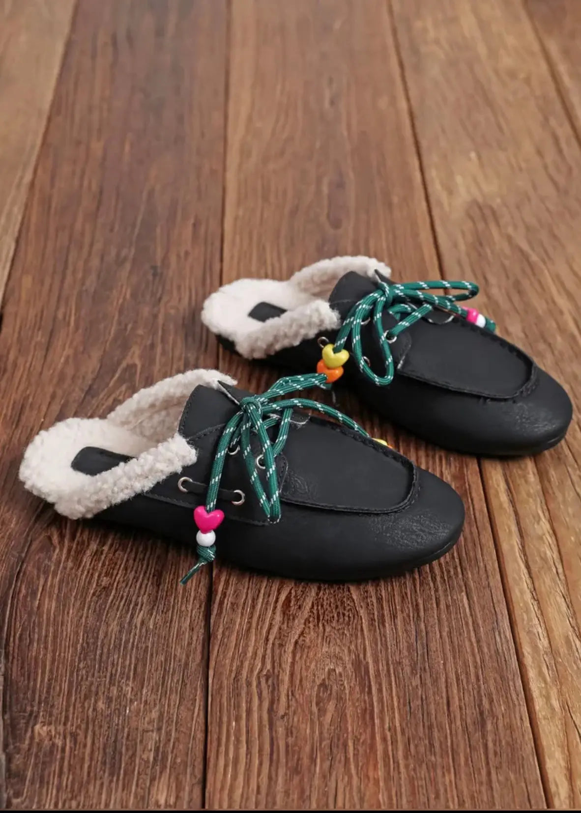 Mules fourrées simili Noir L'adresse Corte