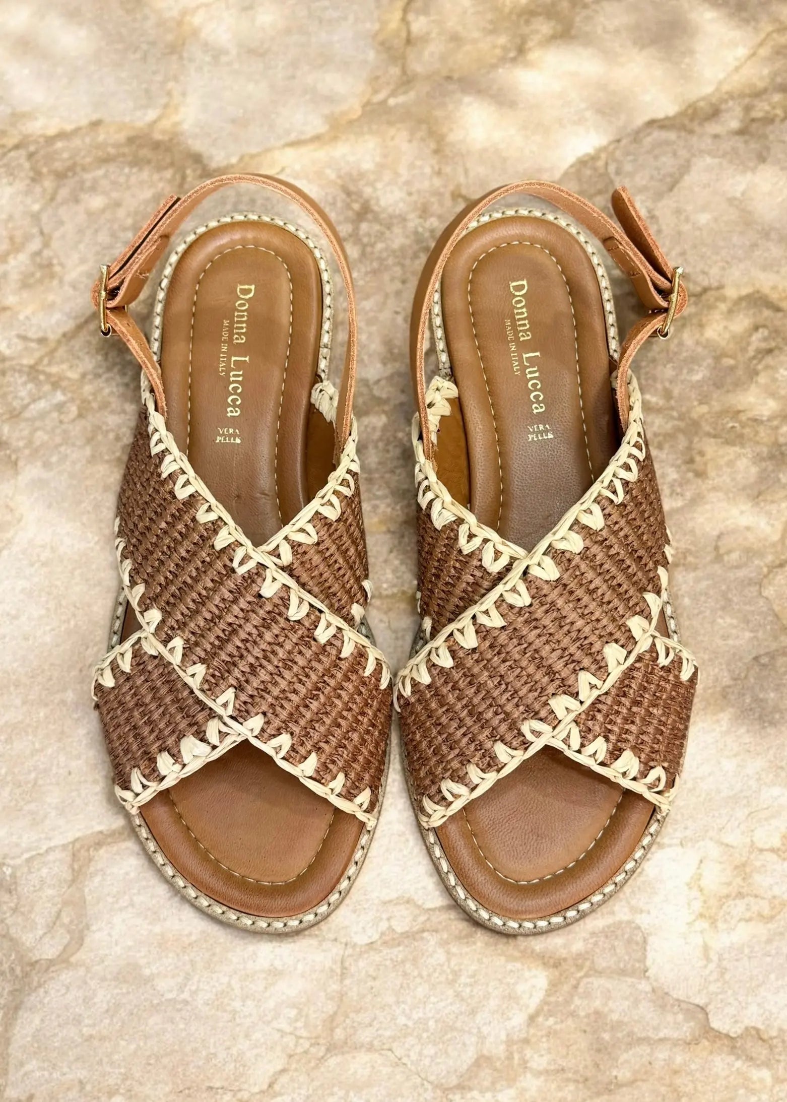 Sandales Donna Lucca 1812 raphia Cognac Donna Lucca