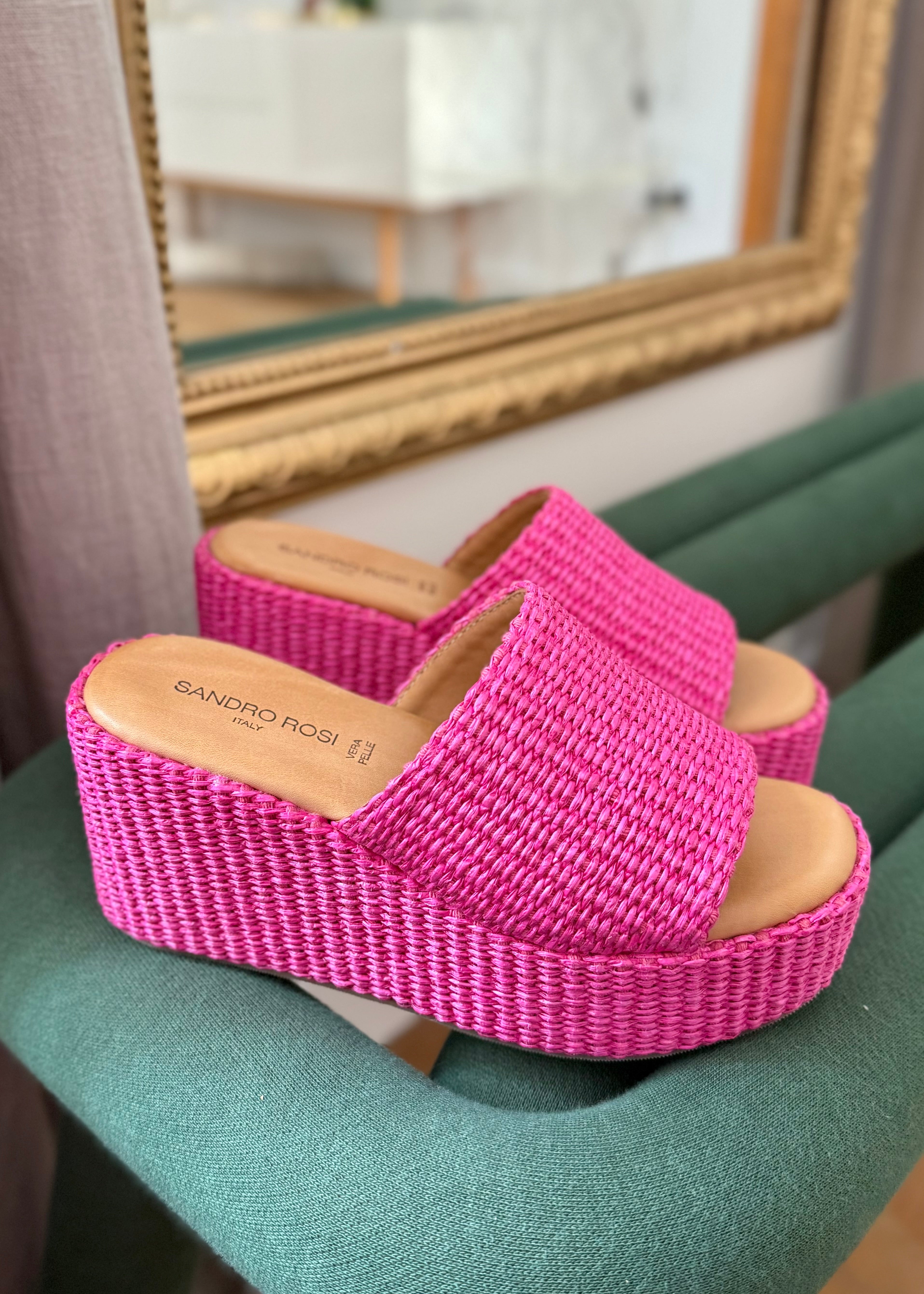 Mules compensées Sandro Rosi Fuxia