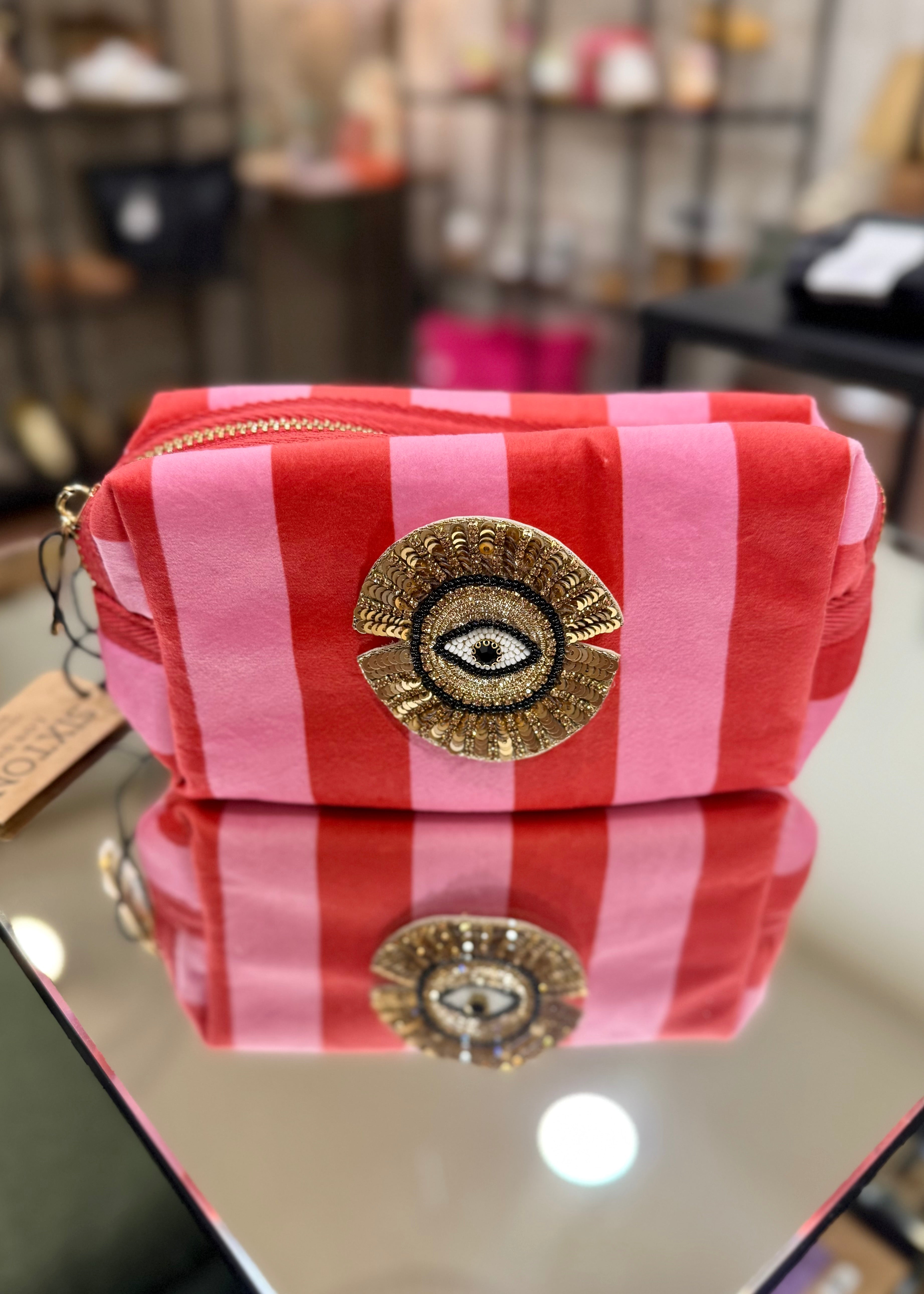 Trousse Sixton London - PM Rose rayé Broche Sunray