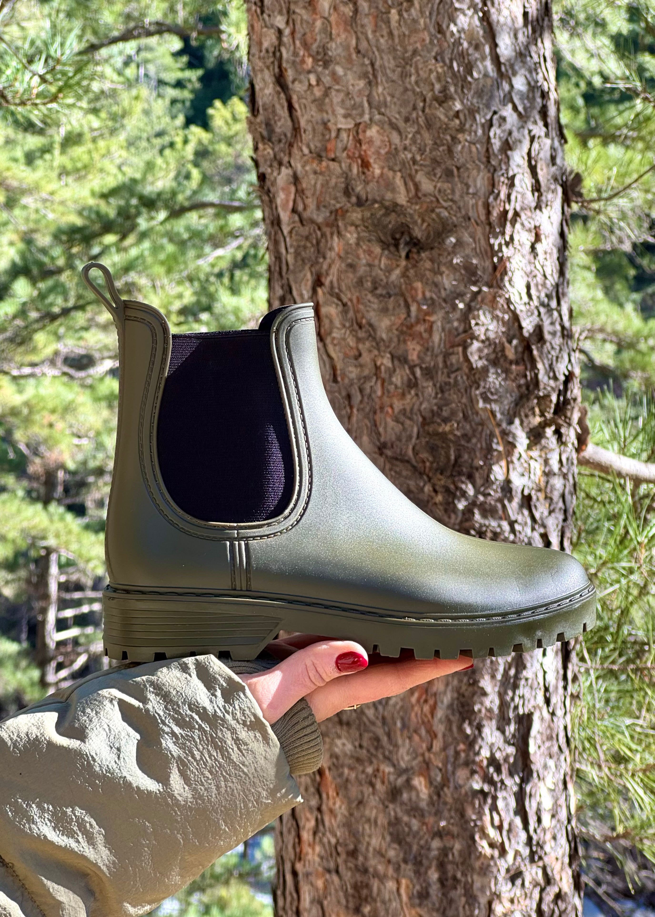 bottes de pluie courtes kaki