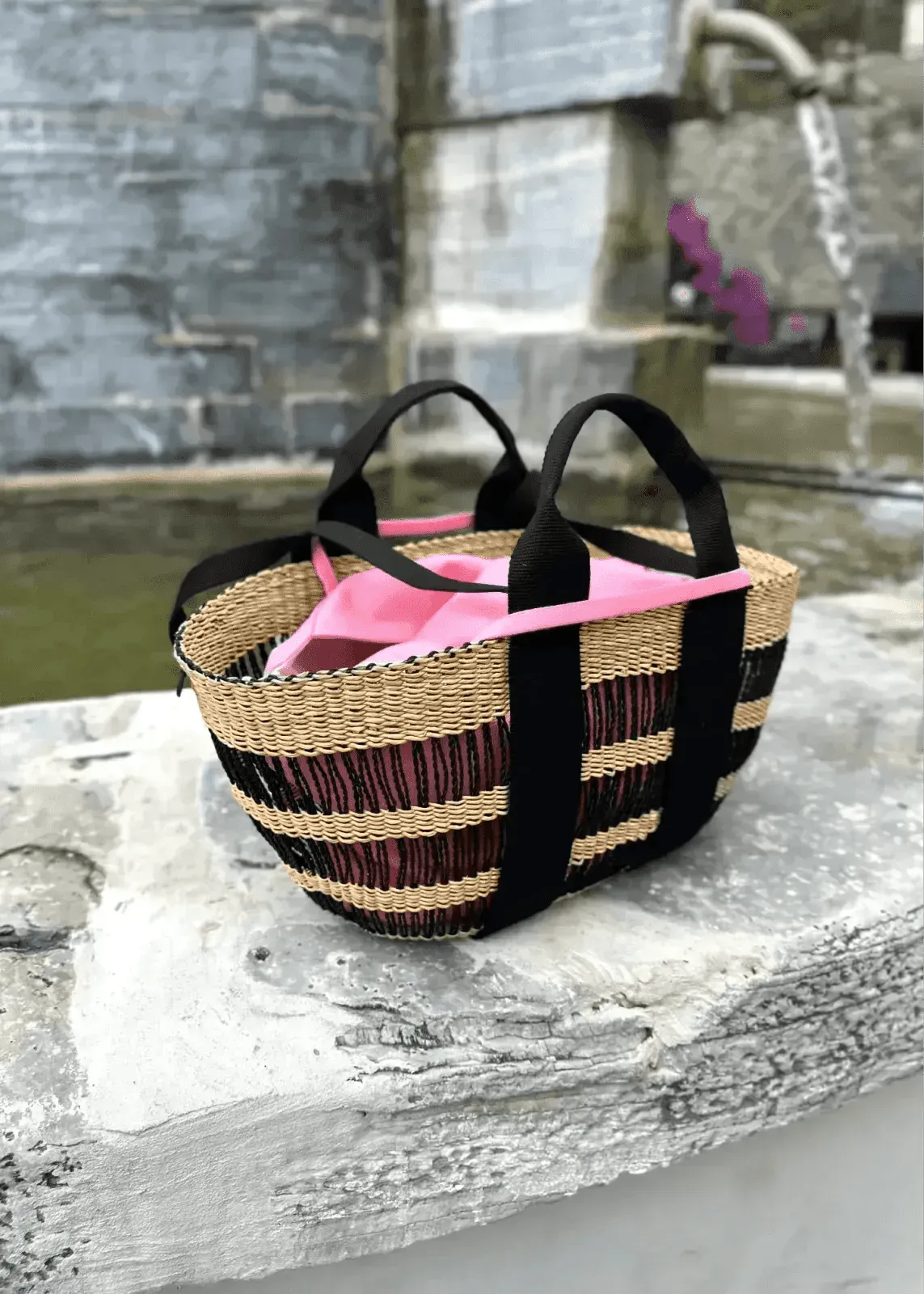 Panier Muuñ George Net - Natural/Black - Black Handles - L'adresse Corte