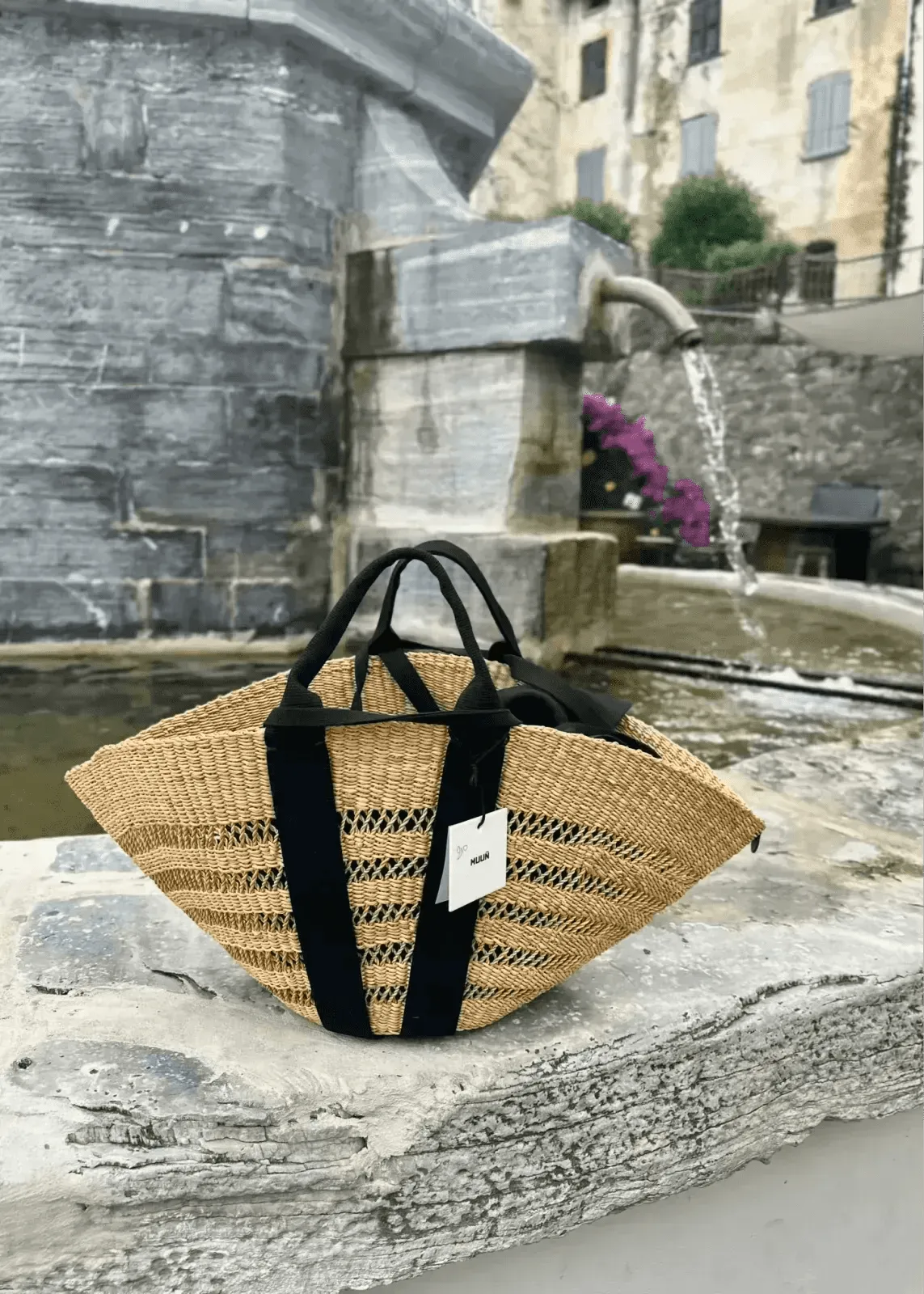 Panier Muuñ Sophie Lace - Natural - Black Handles - L'adresse Corte