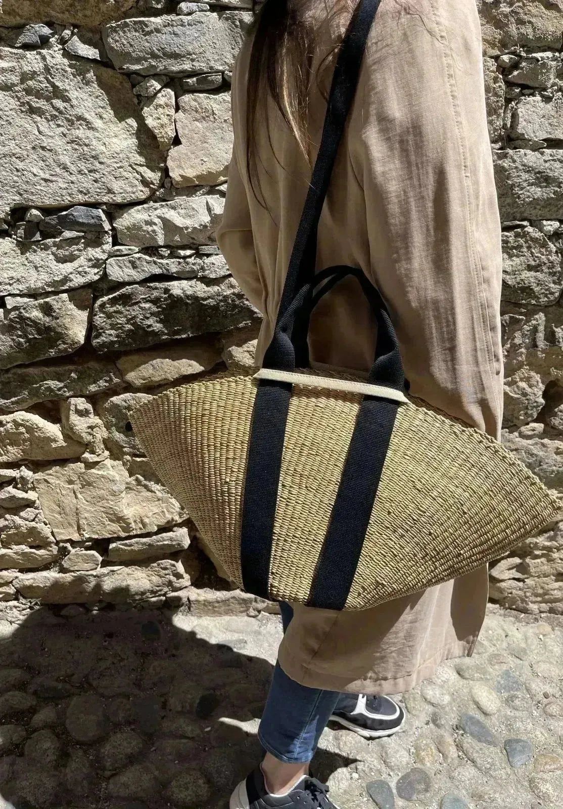 Panier Muuñ Sophie - Natural - Black Handles - Ecru T pouch - L'adresse Corte