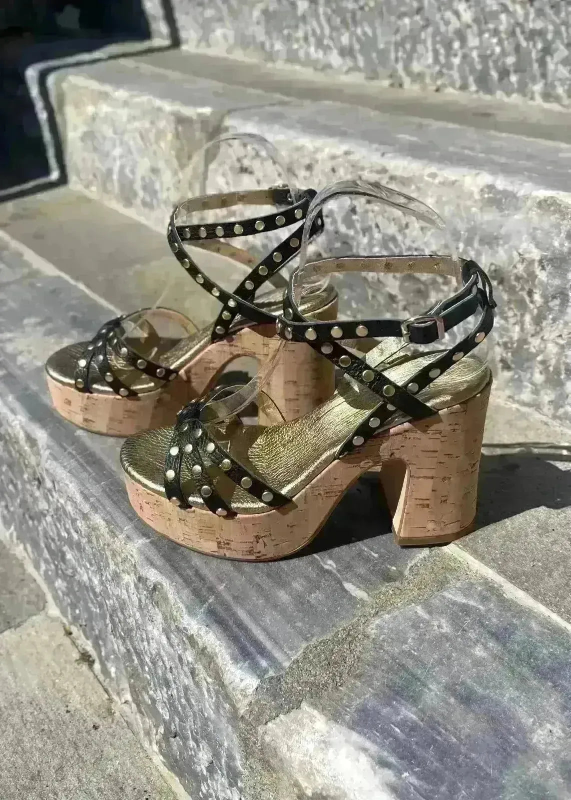 Sandales à talons Semerdjian Gardenia Black/gold - L'adresse Corte