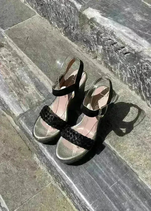 Sandales compensées Romanne 1423 Nero - L'adresse Corte