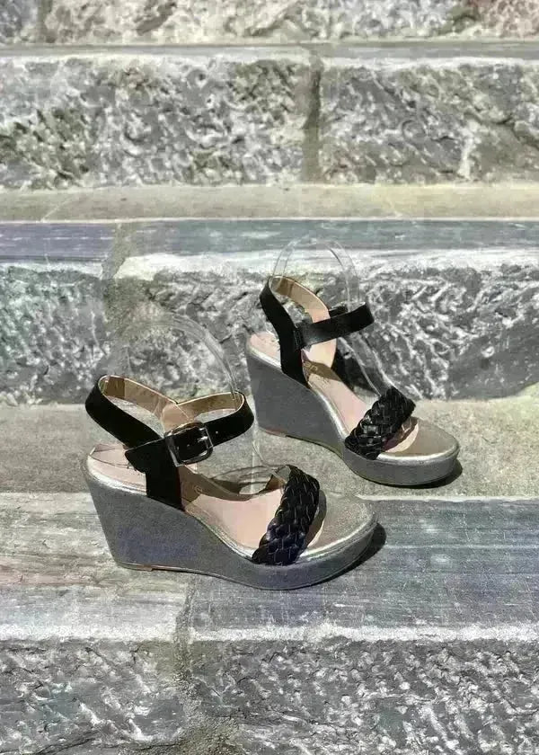 Sandales compensées Romanne 1423 Nero - L'adresse Corte