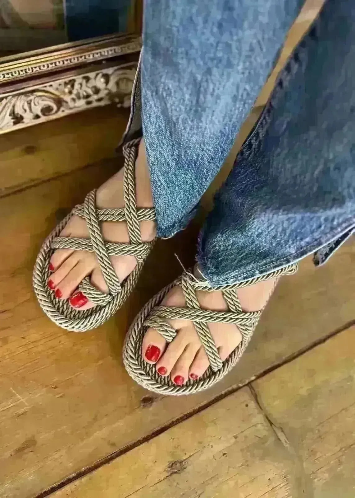 Sandales Semerdjian Corde Taupe - L'adresse Corte