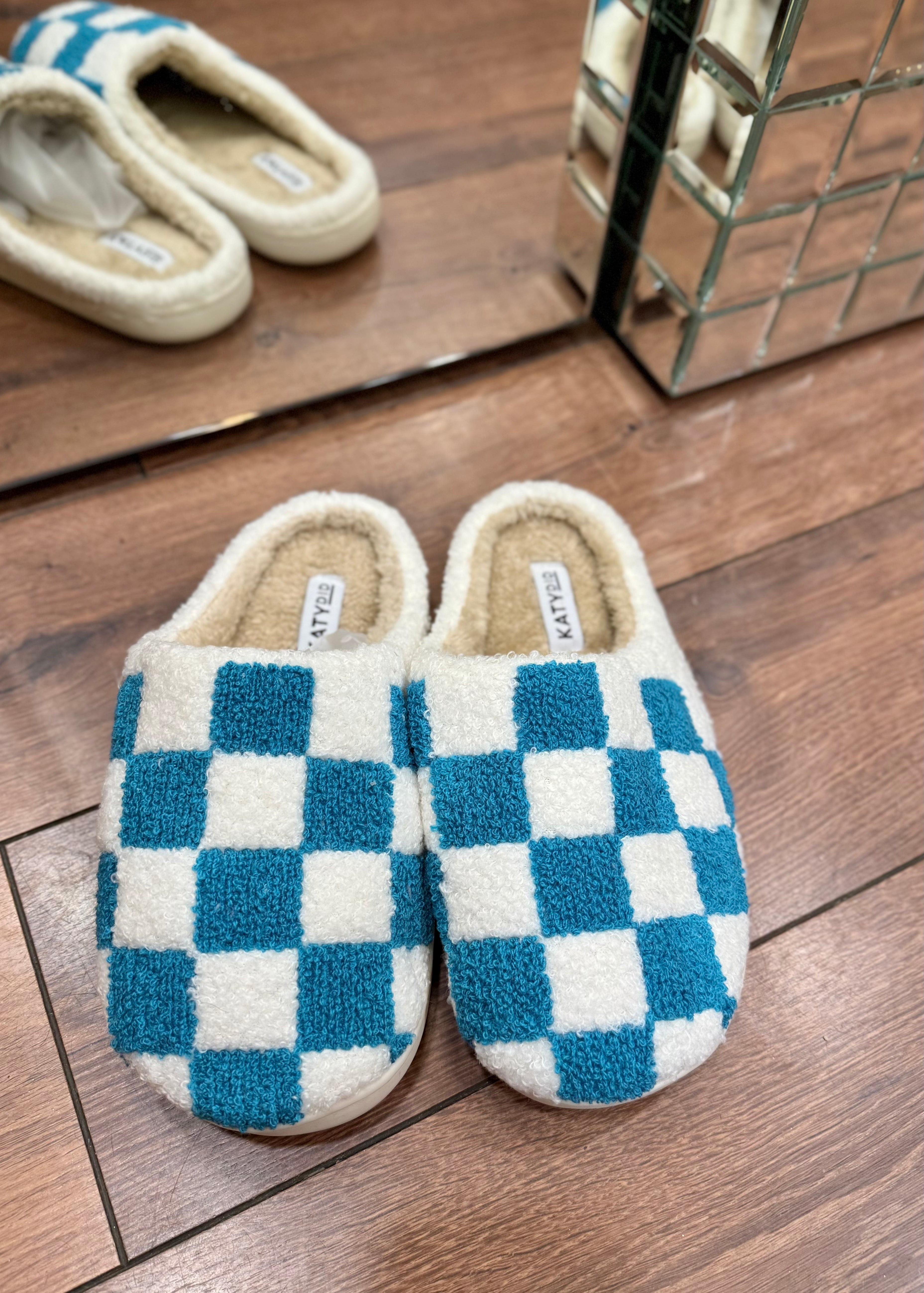 Chaussons - Carreaux turquoise