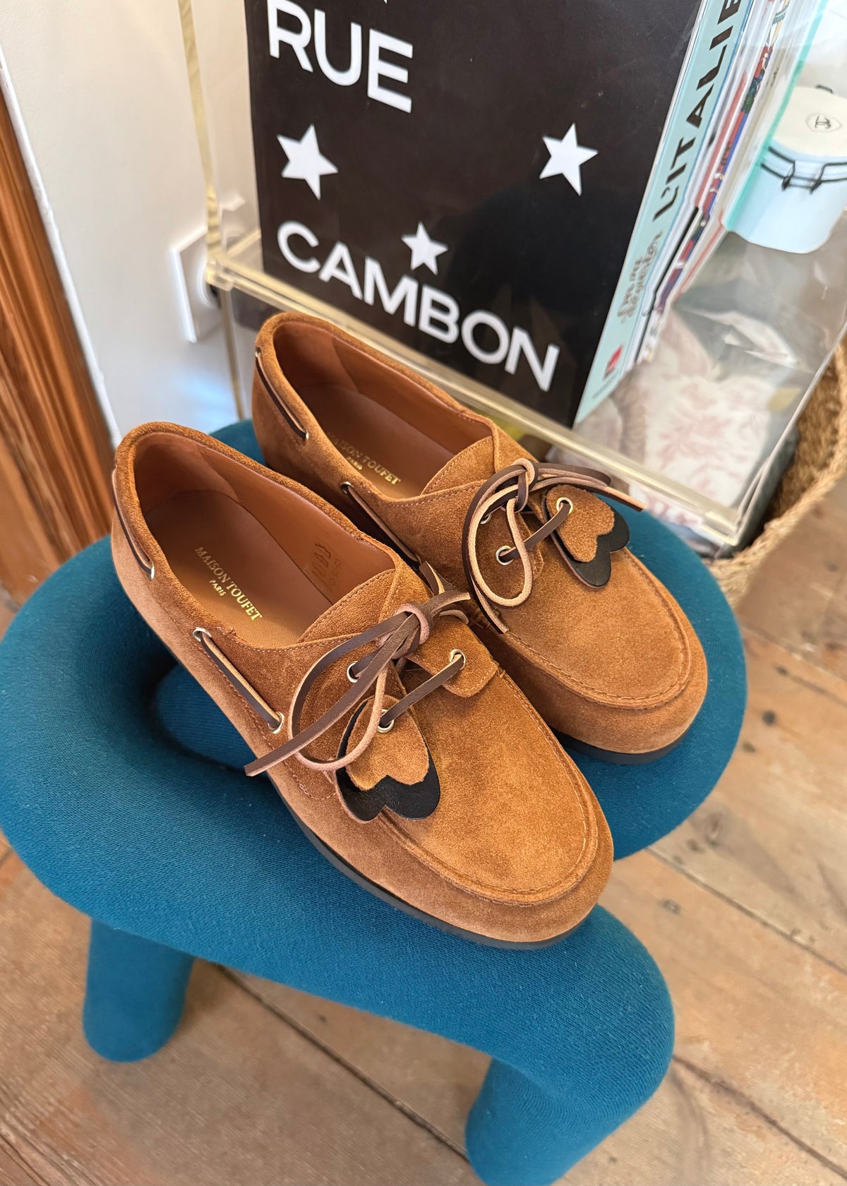 Mocassins Maison Toufet Chloé coeur Camel