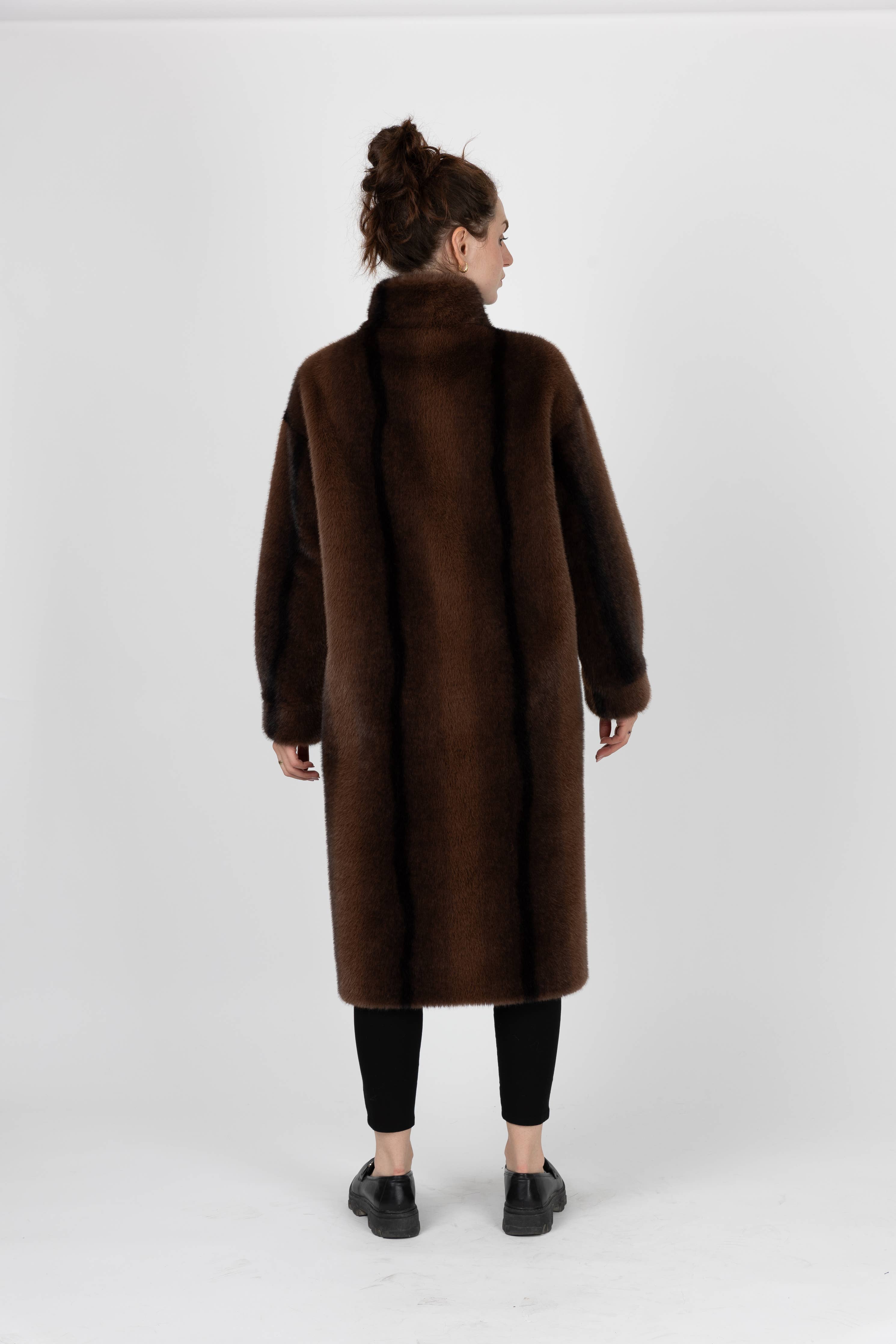 KZELL PARIS - MANTEAU LONG EN FAUSSE FOURRURE À RAYURES KZELL PARIS