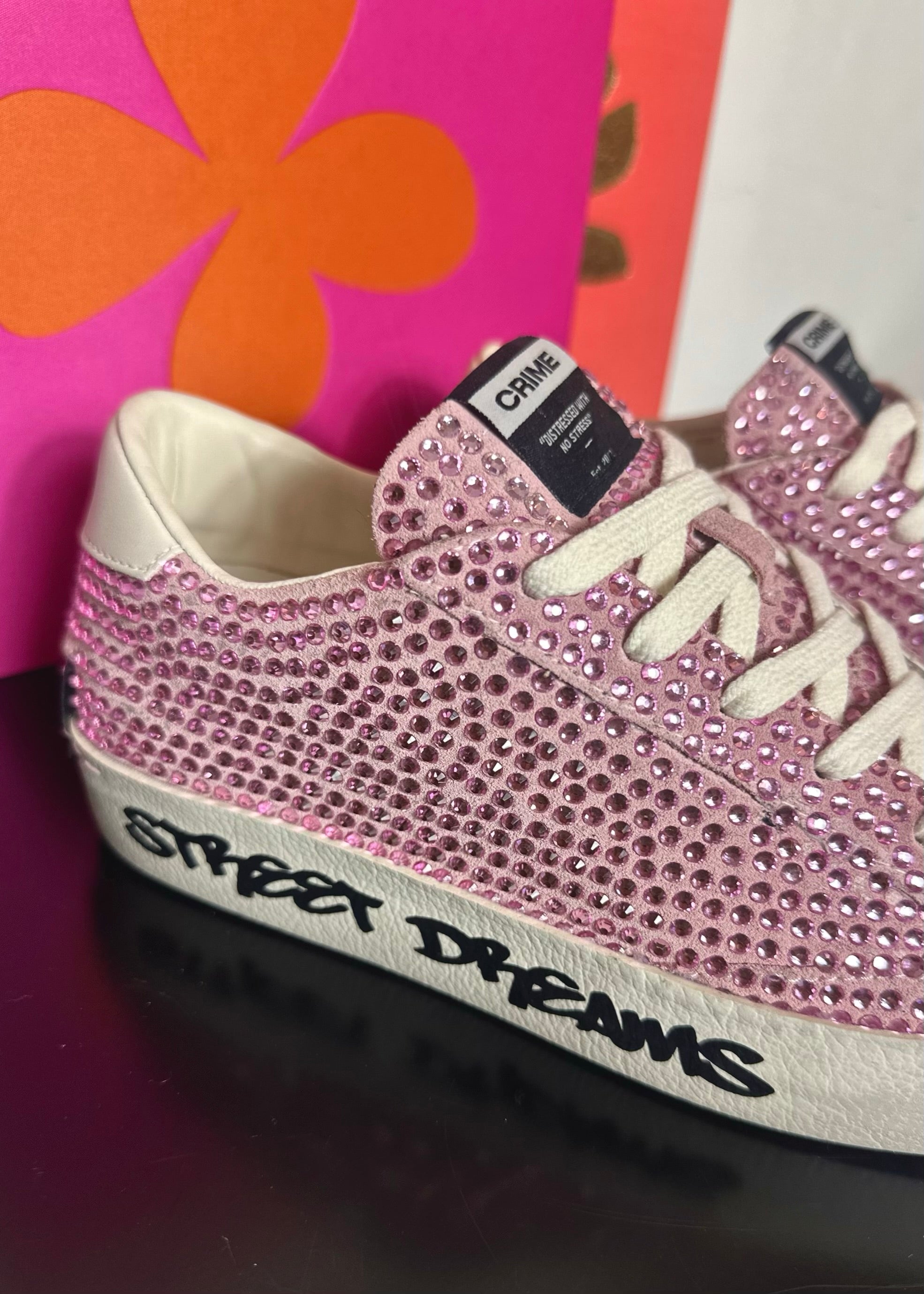 Baskets Crime London Pink Full strass