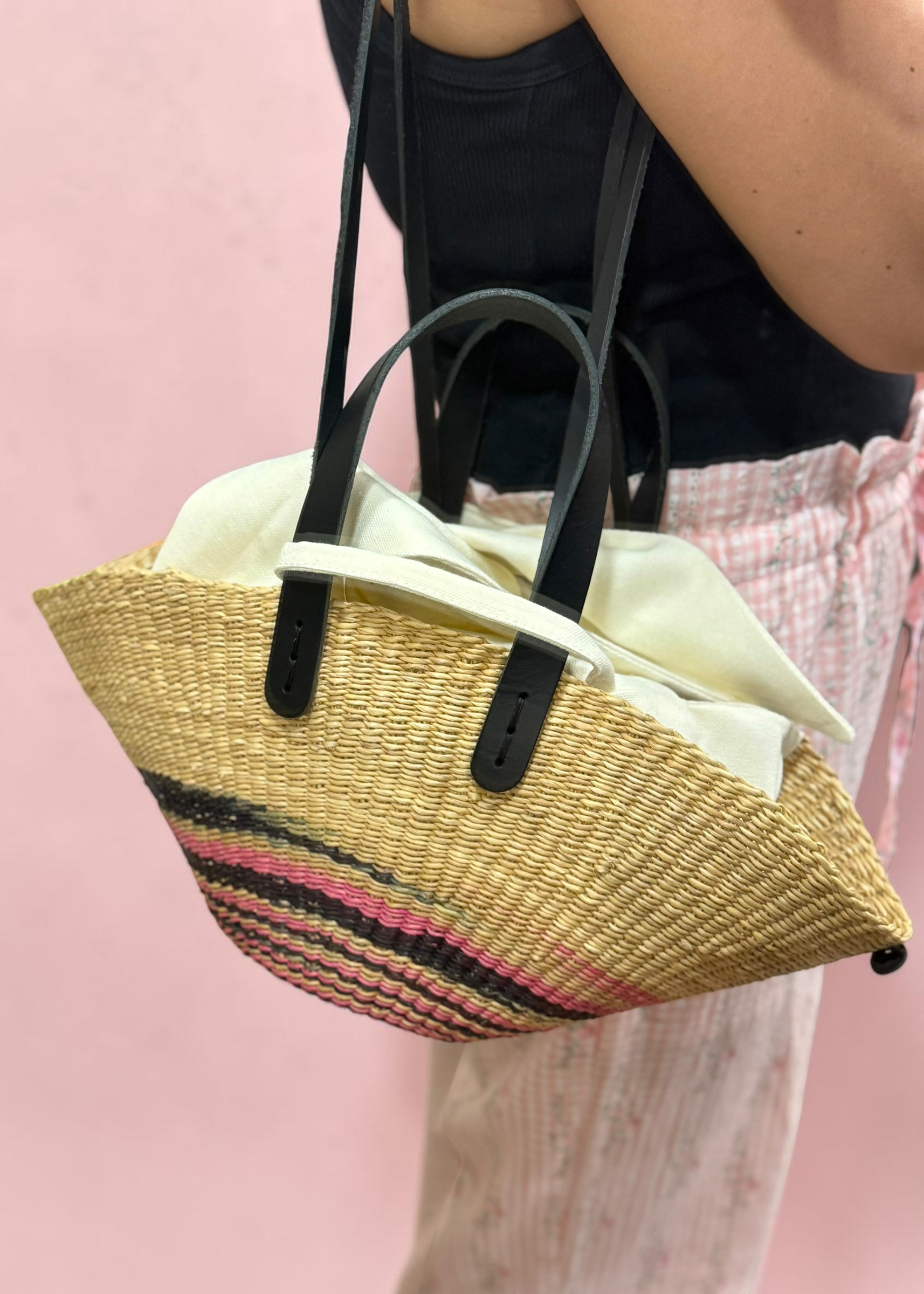 Panier Muuñ Mini Pacha- Pink - Black Handles