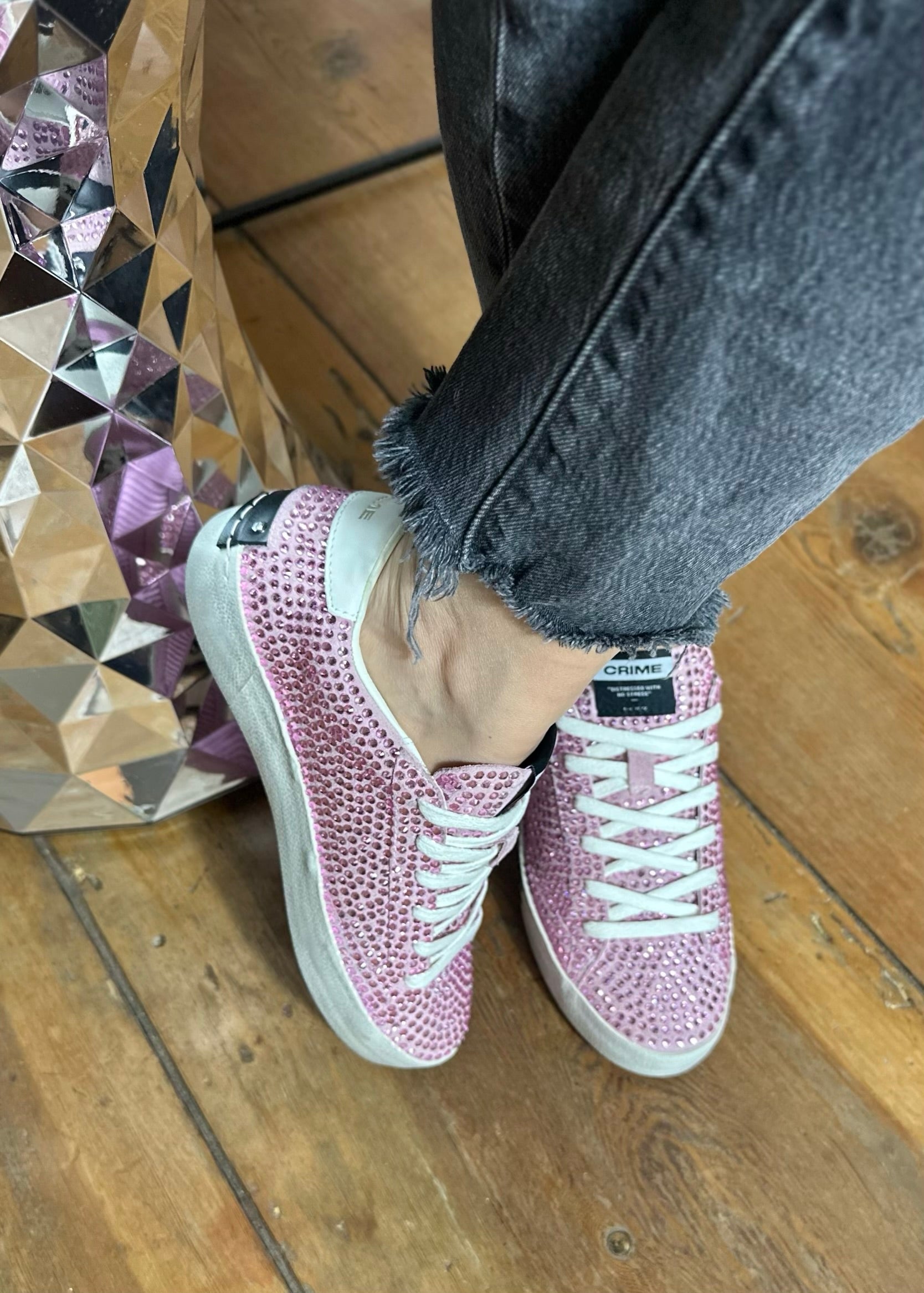 Baskets Crime London Pink Full strass