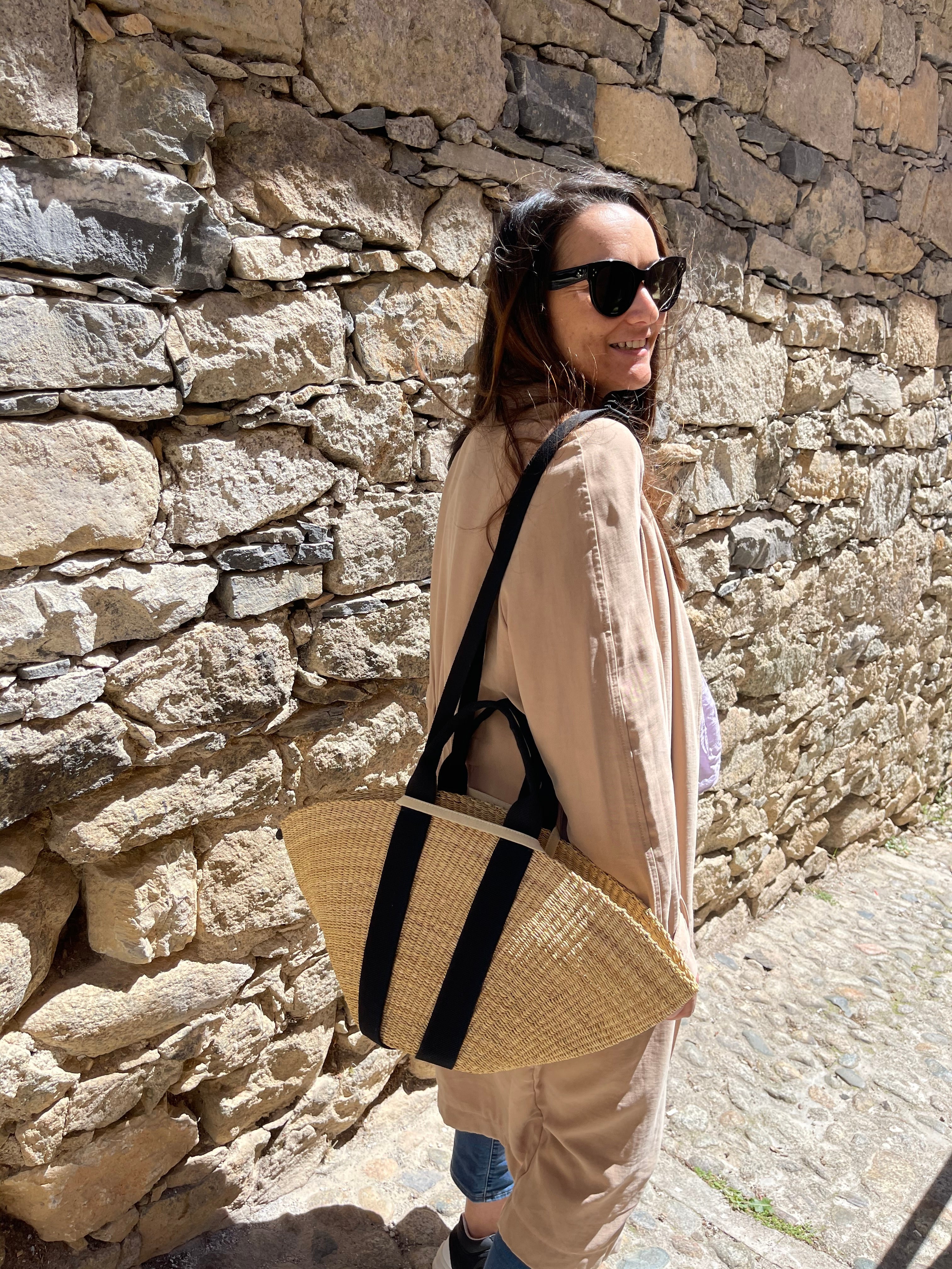 Panier Muuñ Sophie - Natural - Black Handles - Ecru T pouch Muuñ