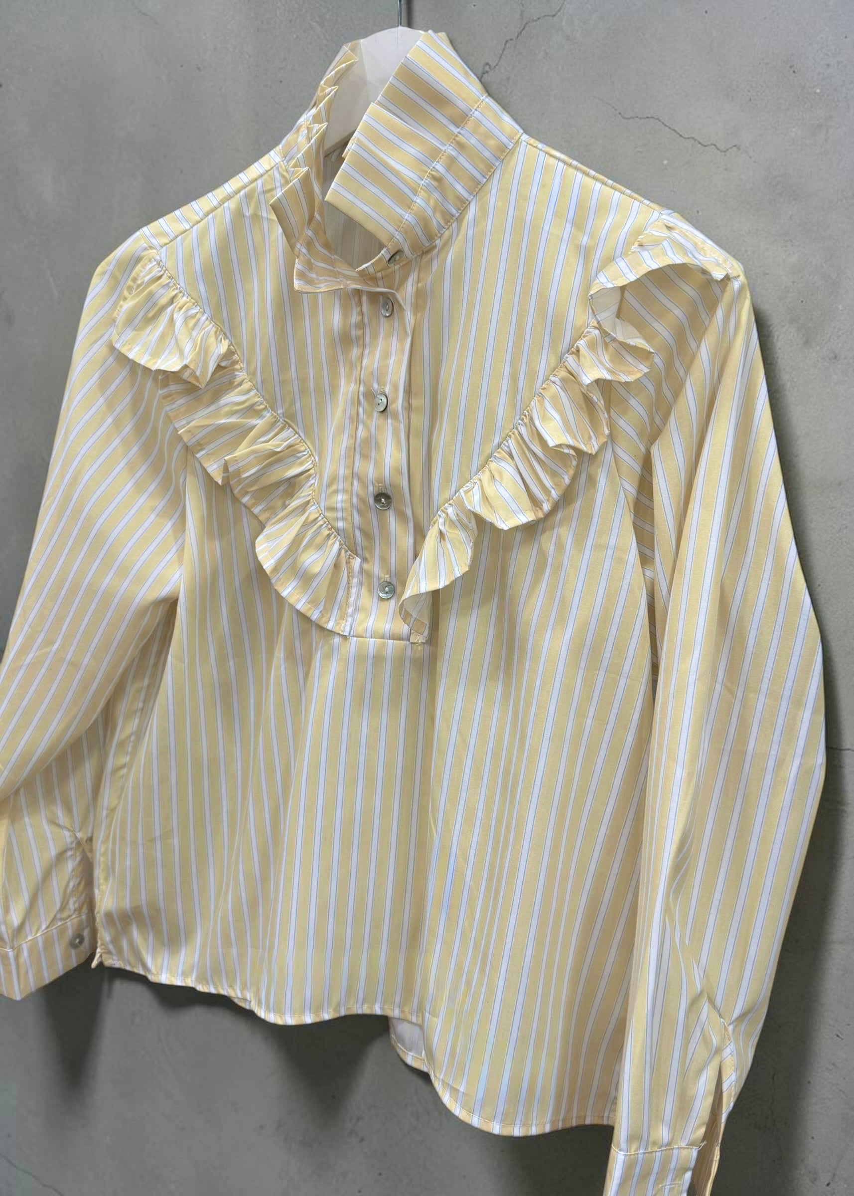 Chemise rayée Jaune Rania, col volanté