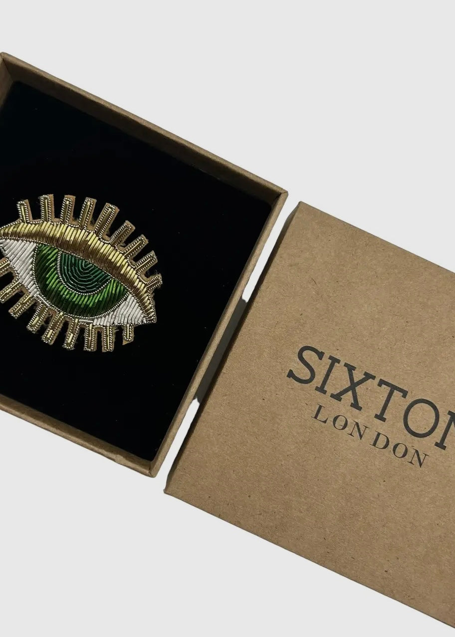 Broche Sixton London - Œil vert/or