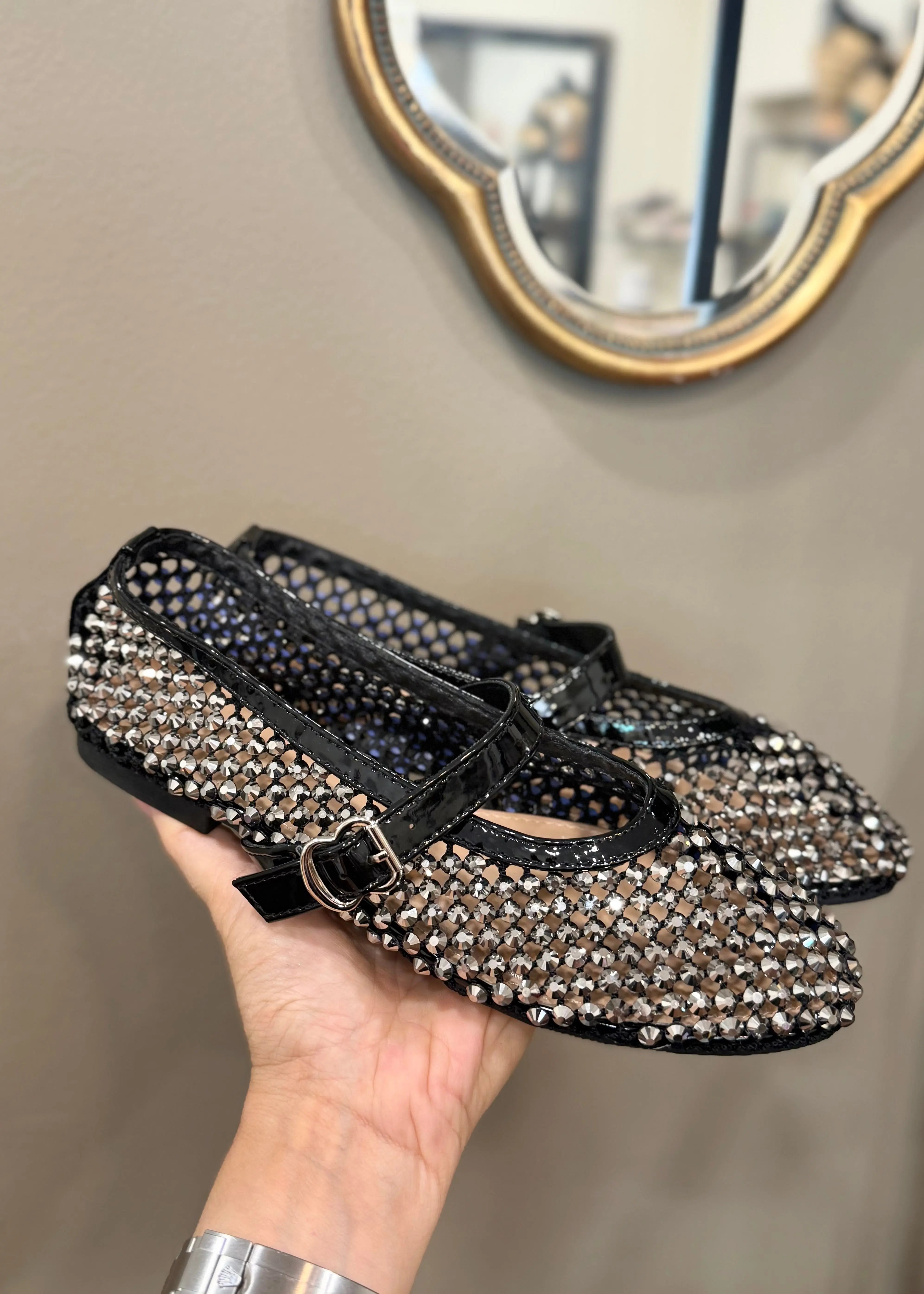 Ballerines NOA Black/Strass L'adresse Corte