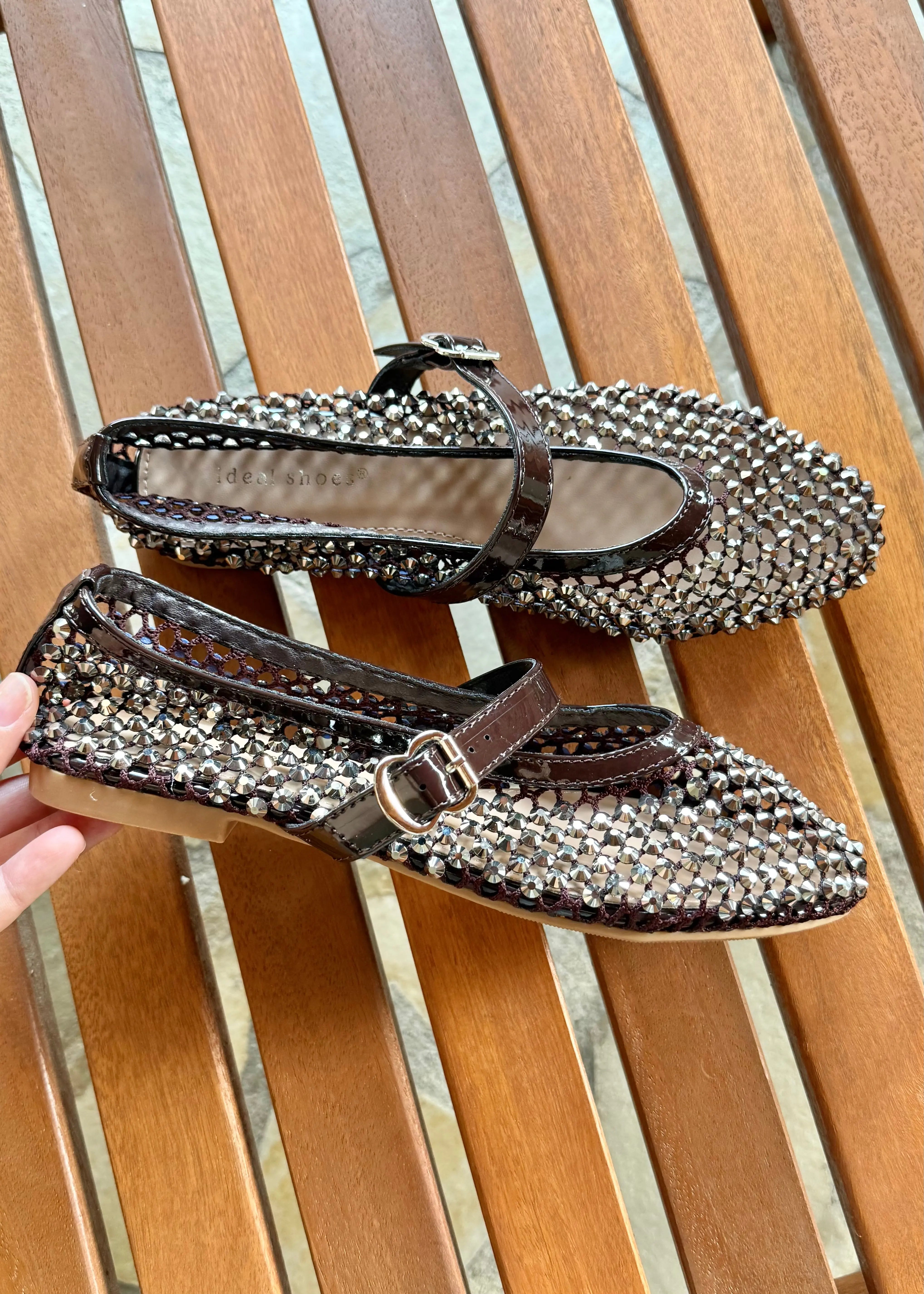 Ballerines NOA Brown/Strass L'adresse Corte