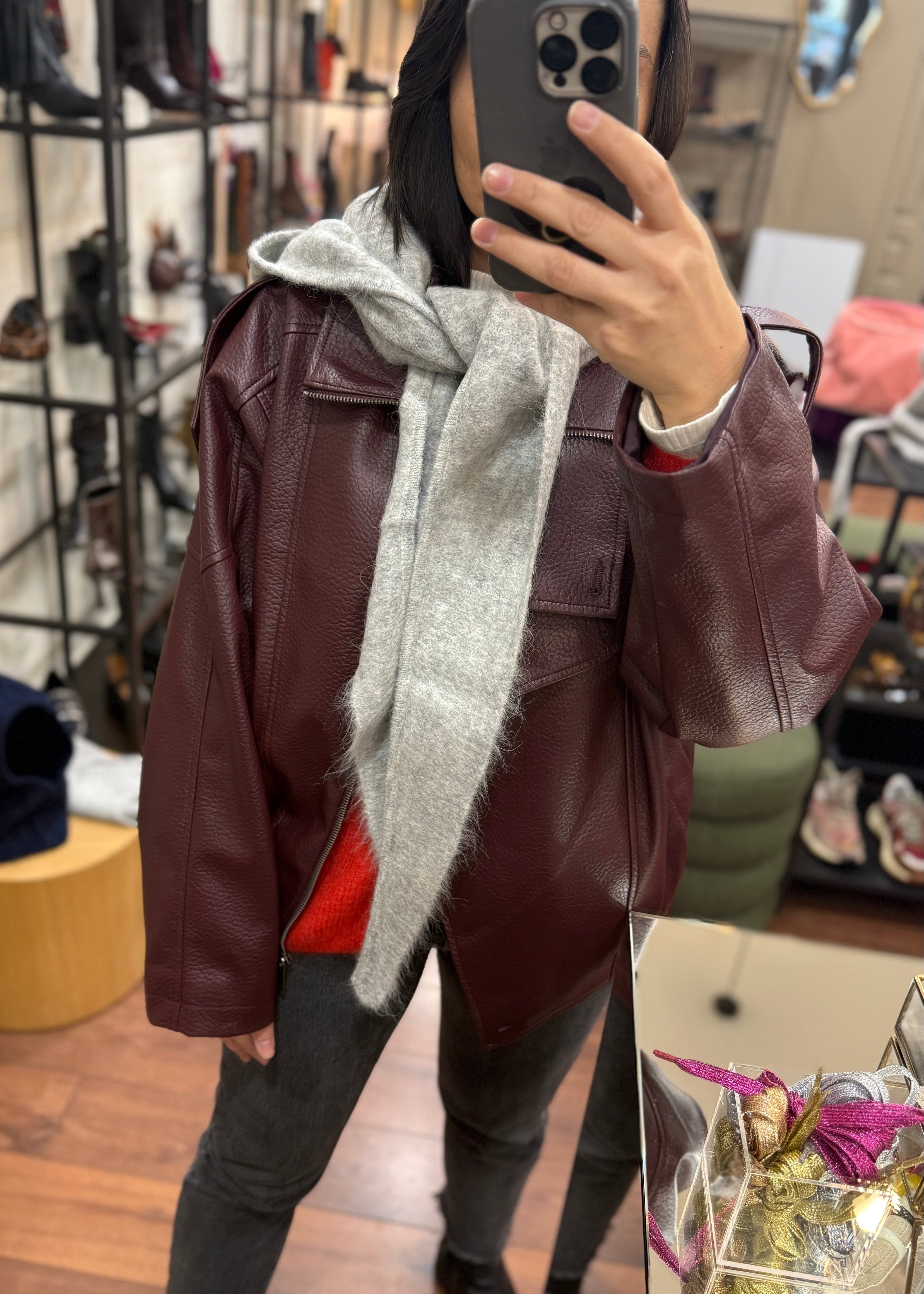 Blouson oversized FOLY bordeaux L'adresse Corte